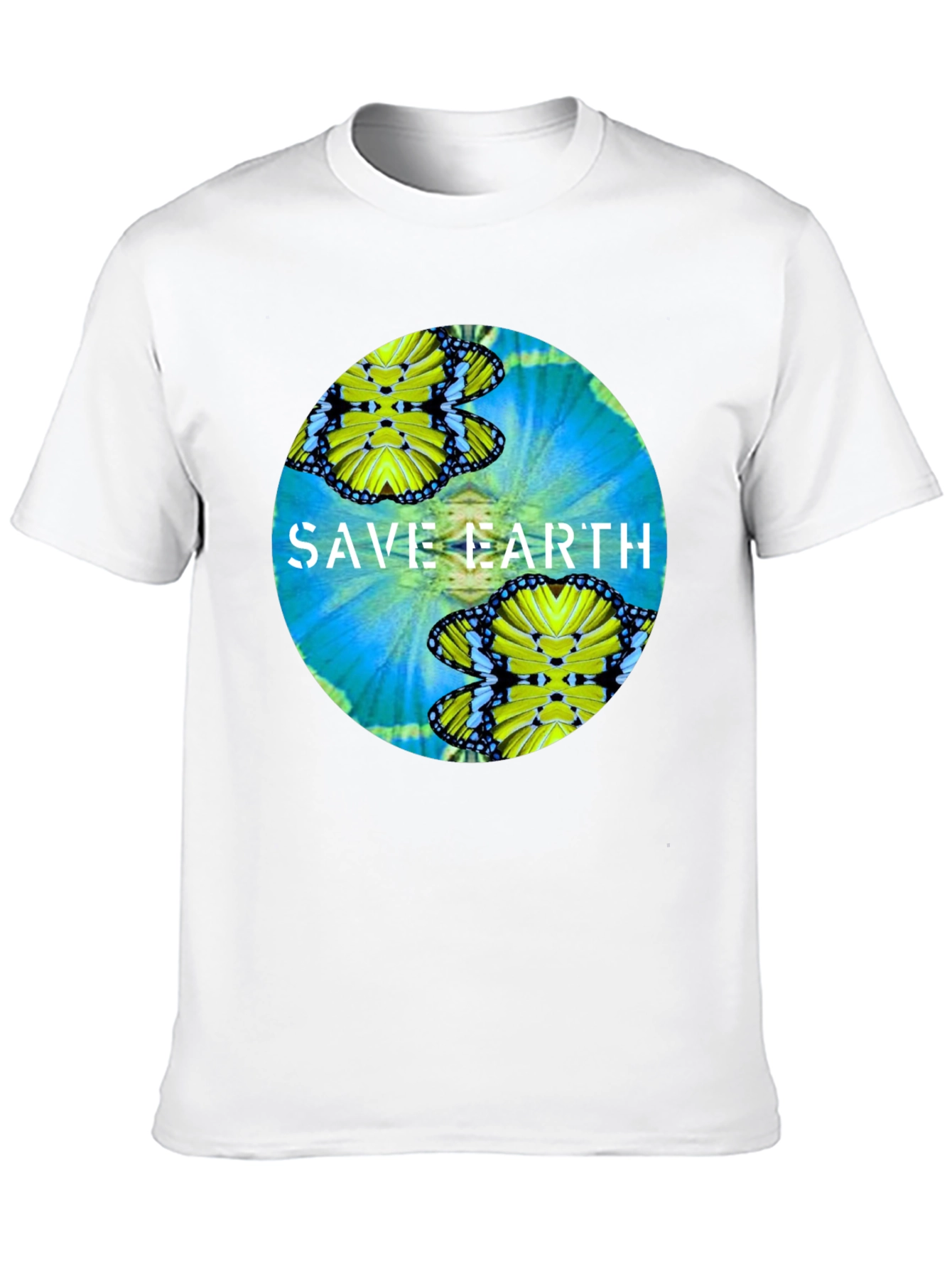 Save Earth Butterfly Graphic Black T-Shirt