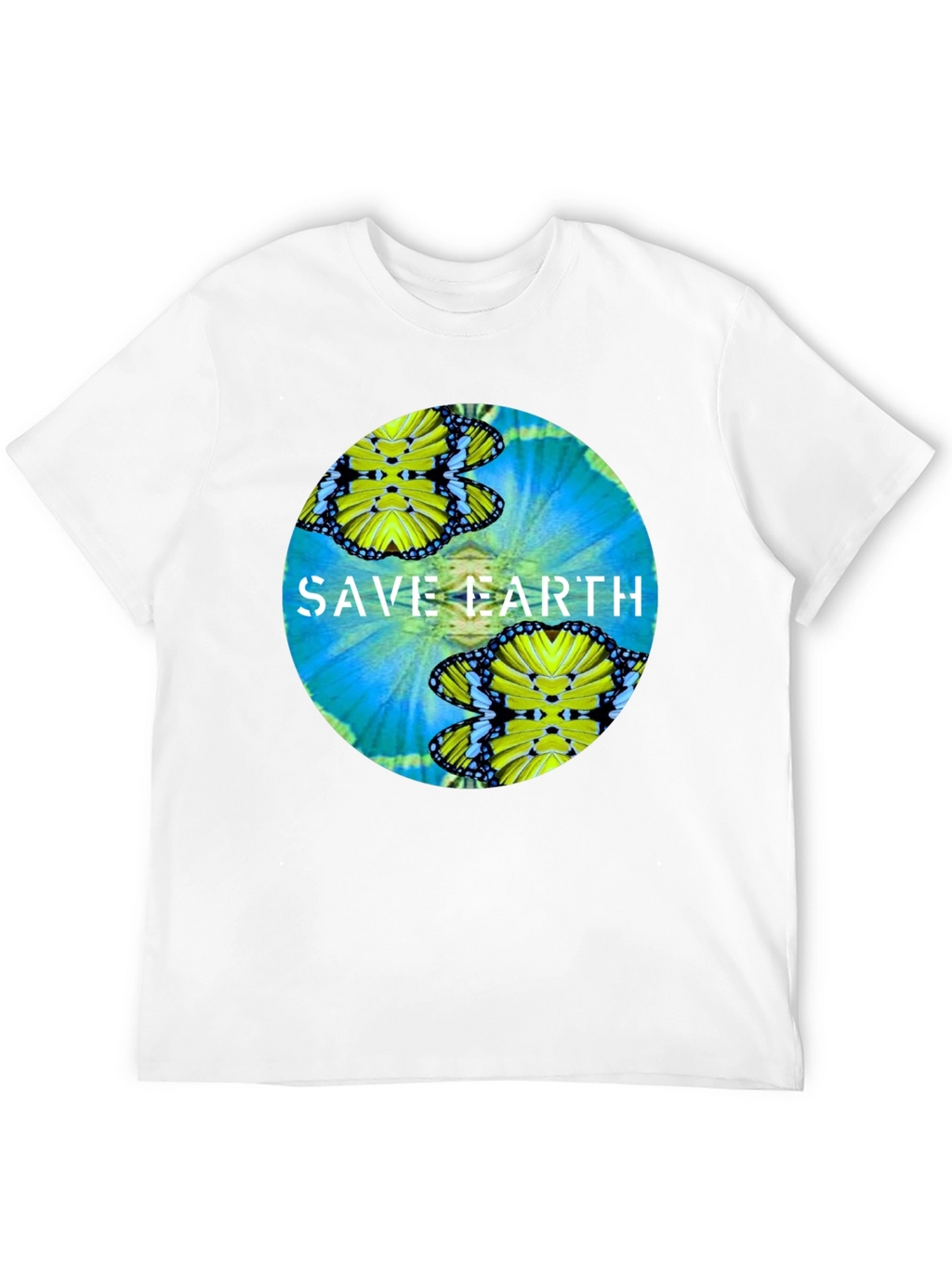 Save Earth Butterfly Graphic Black T-Shirt