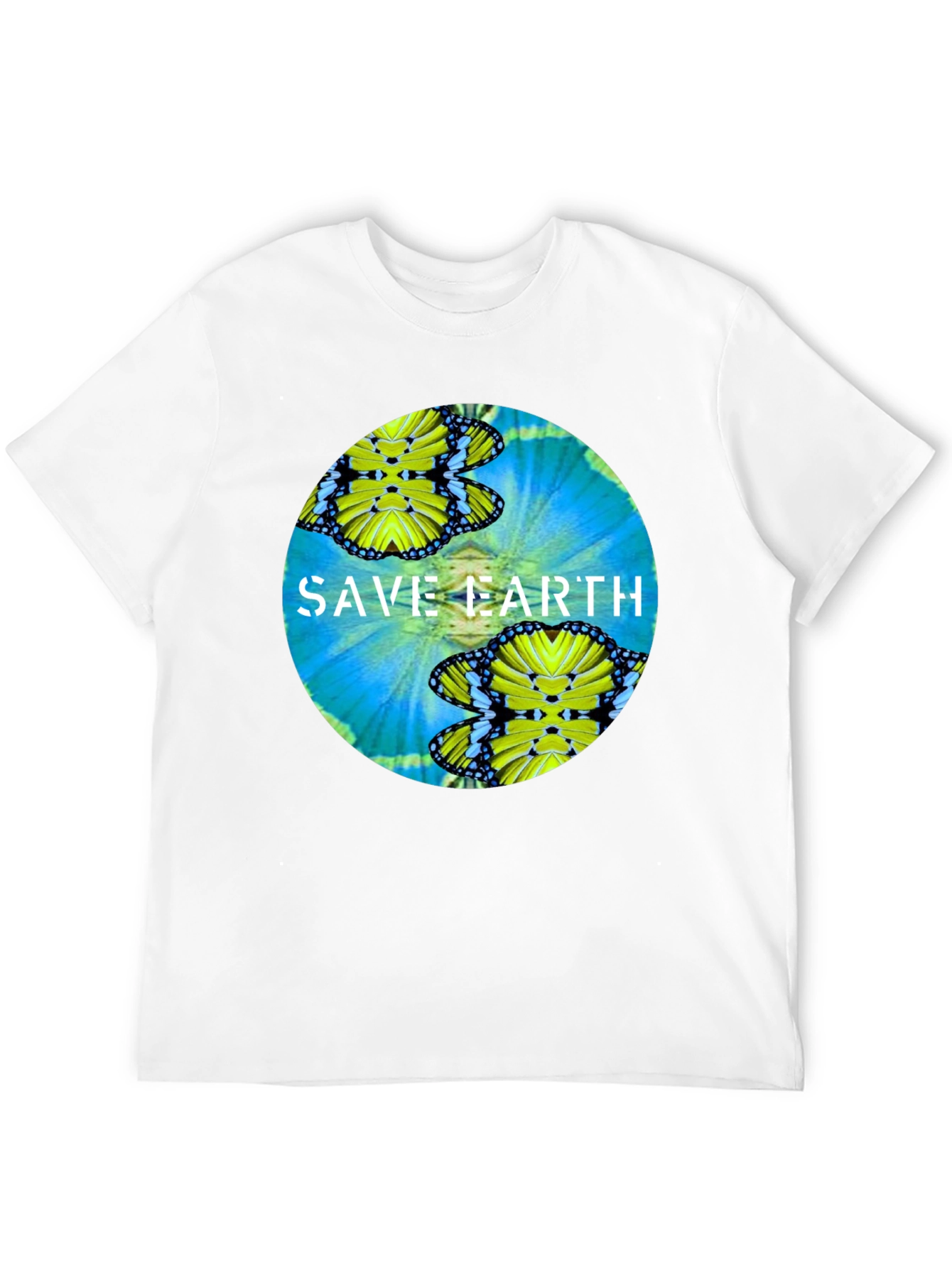 Save Earth Butterfly Graphic Black T-Shirt