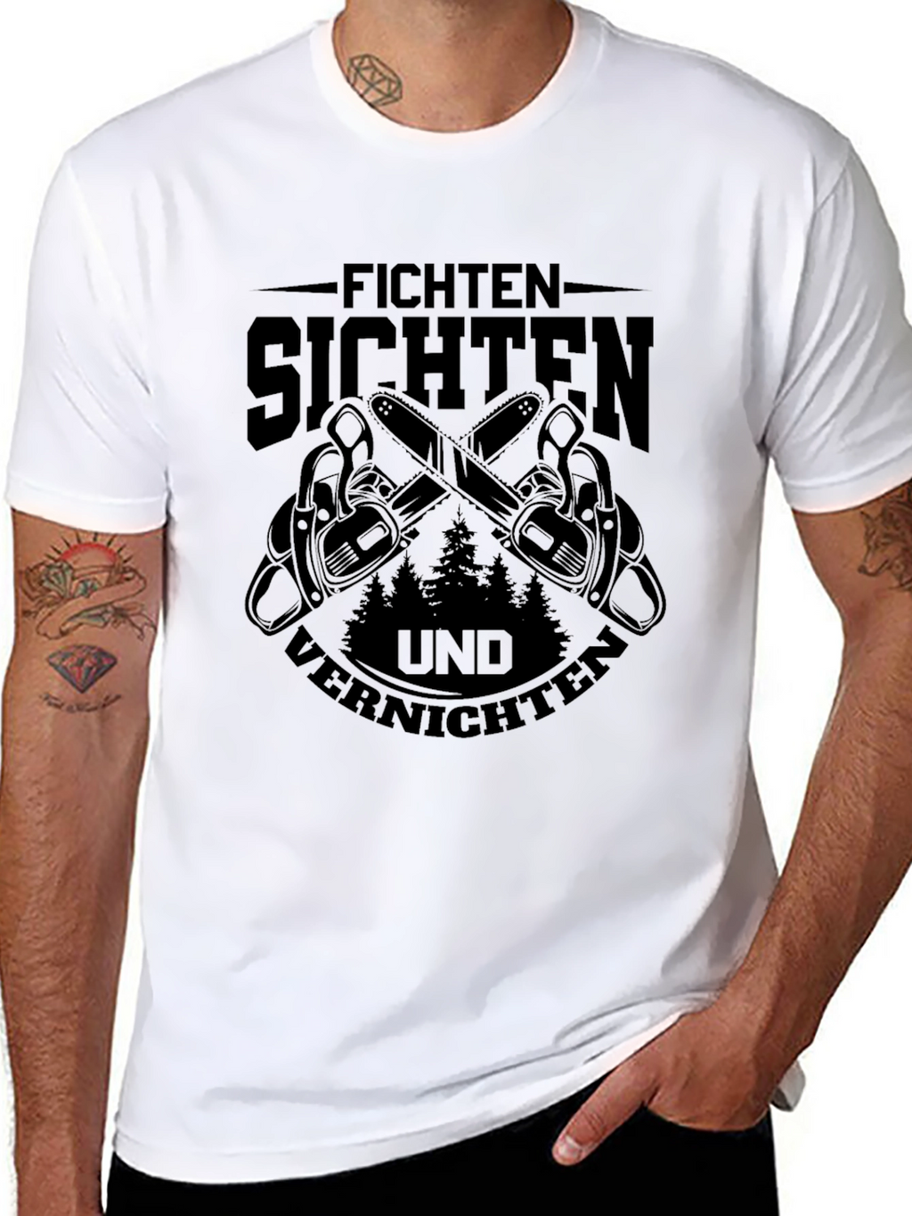 Fichten Sichten Und Vernichten Black Graphic Tee