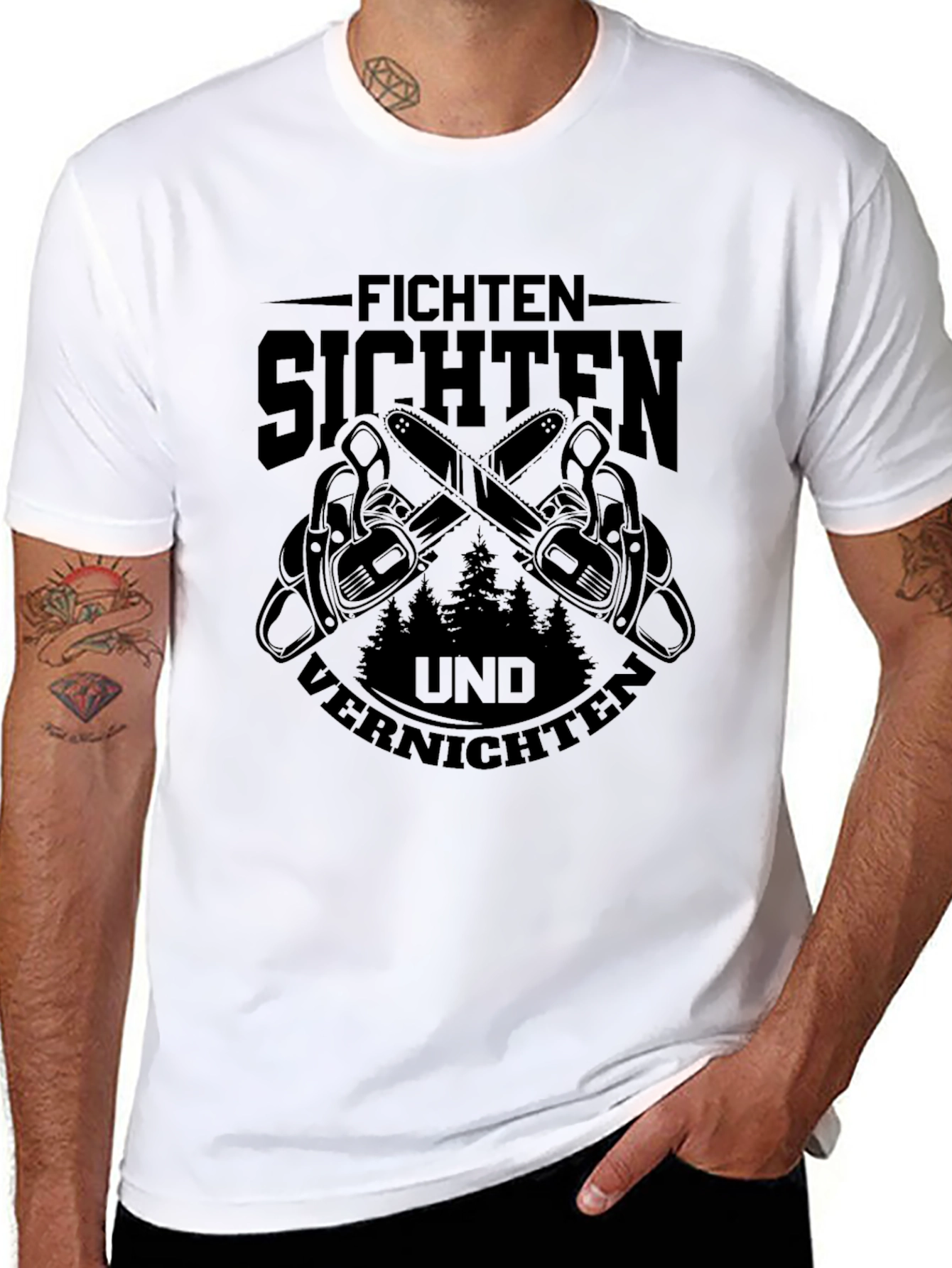 Fichten Sichten Und Vernichten Black Graphic Tee