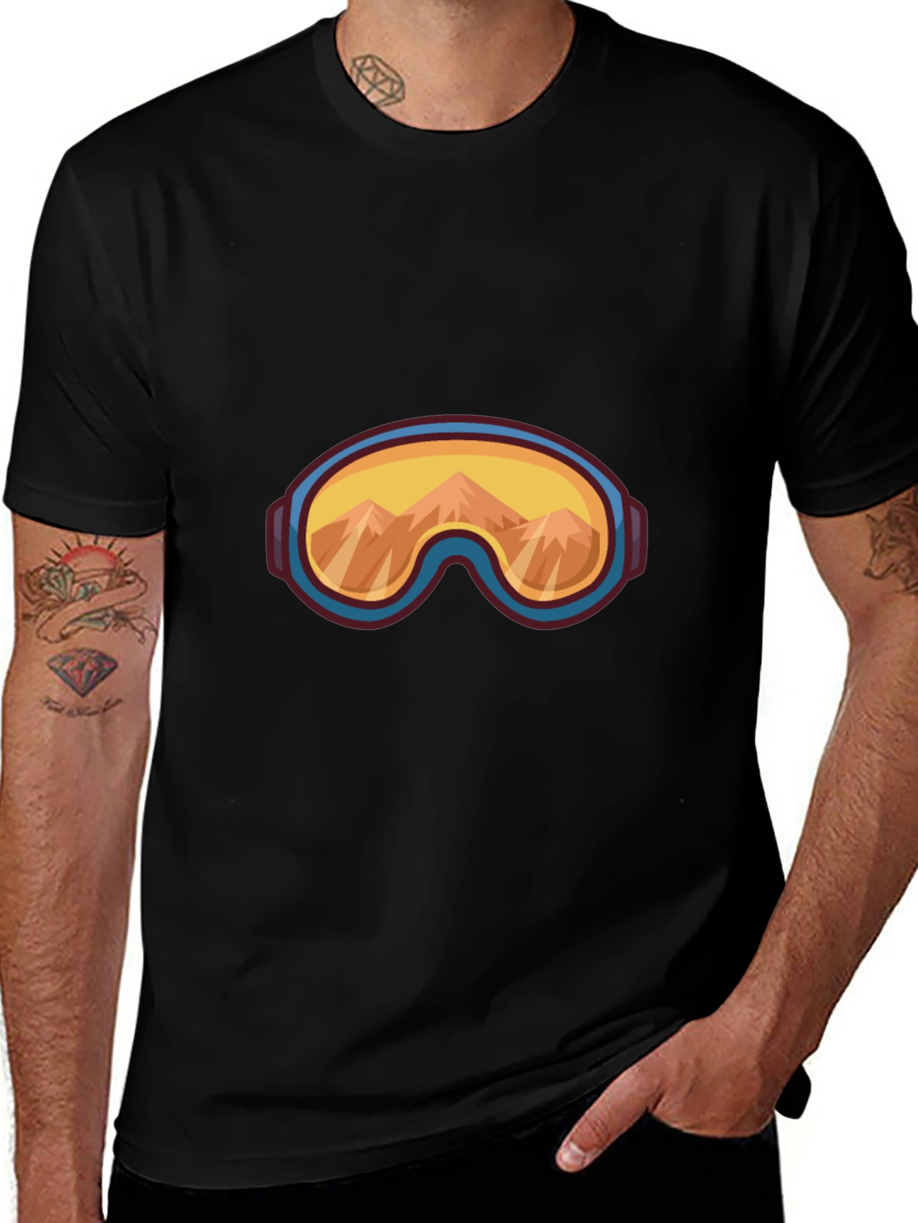 Cool Mountain Goggles Graphic Tee - Black