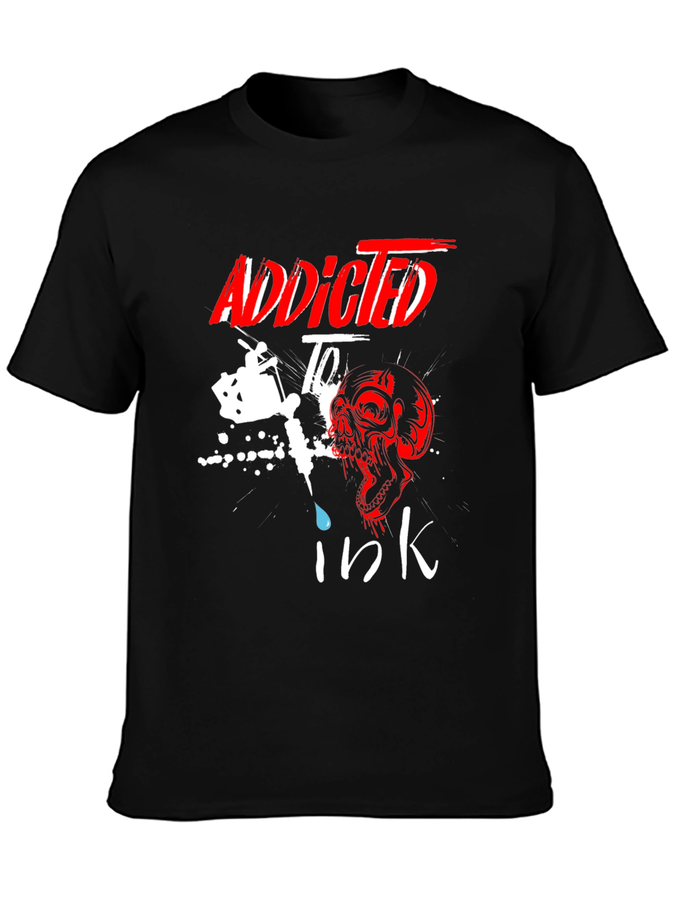 Addicted to Ink T-Shirt Skull Tattoo Design