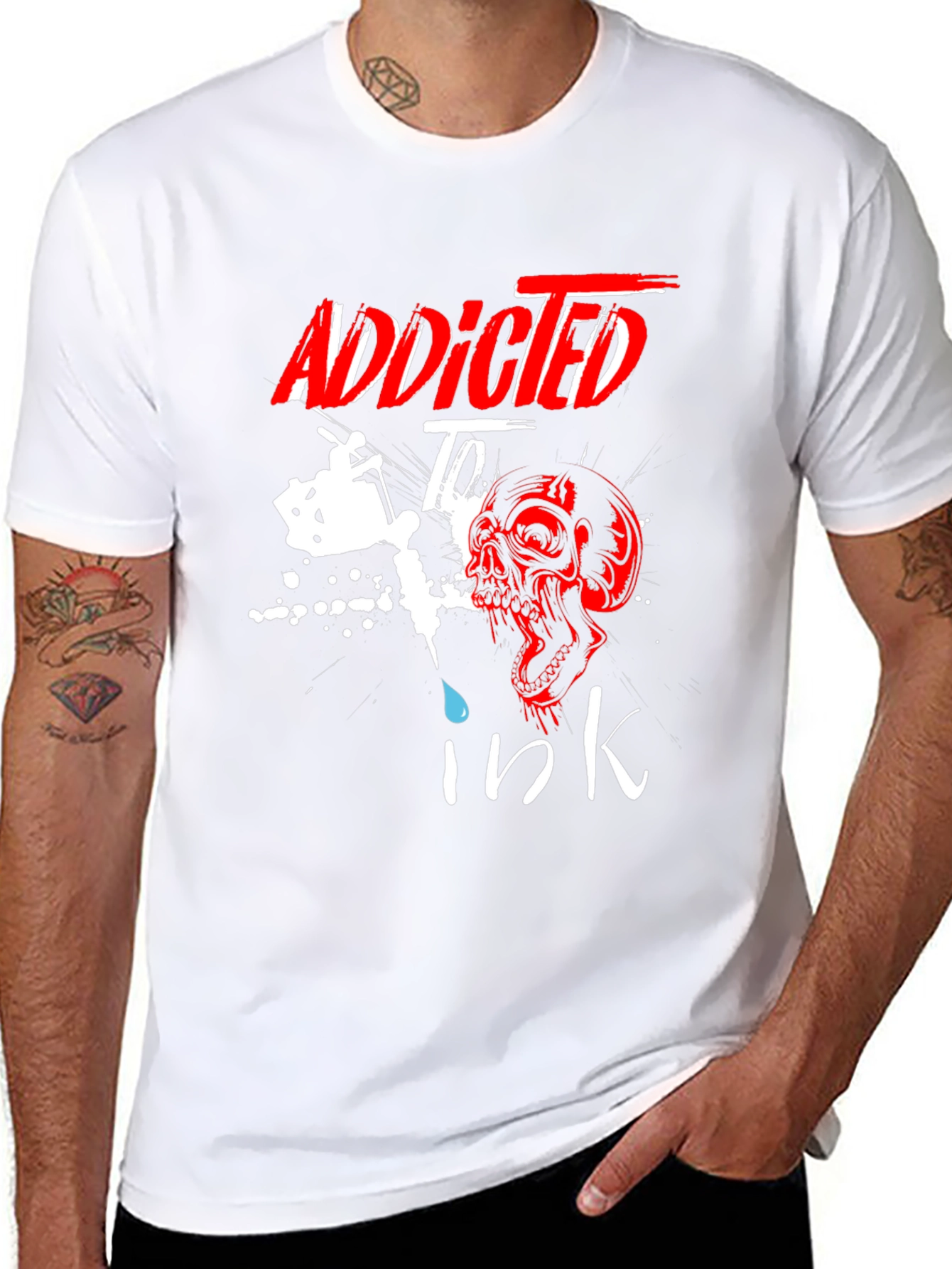 Addicted to Ink T-Shirt Skull Tattoo Design