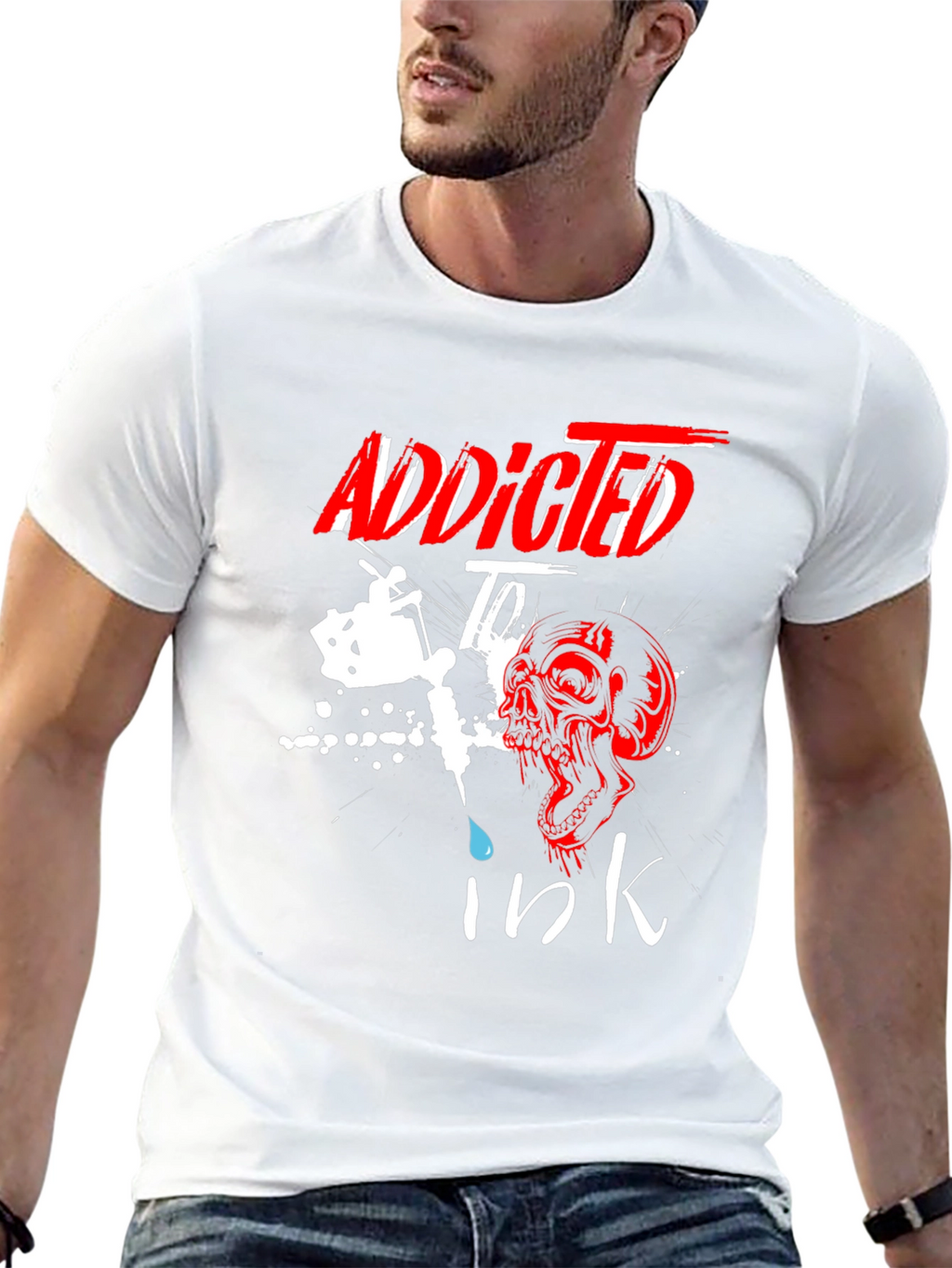 Addicted to Ink T-Shirt Skull Tattoo Design