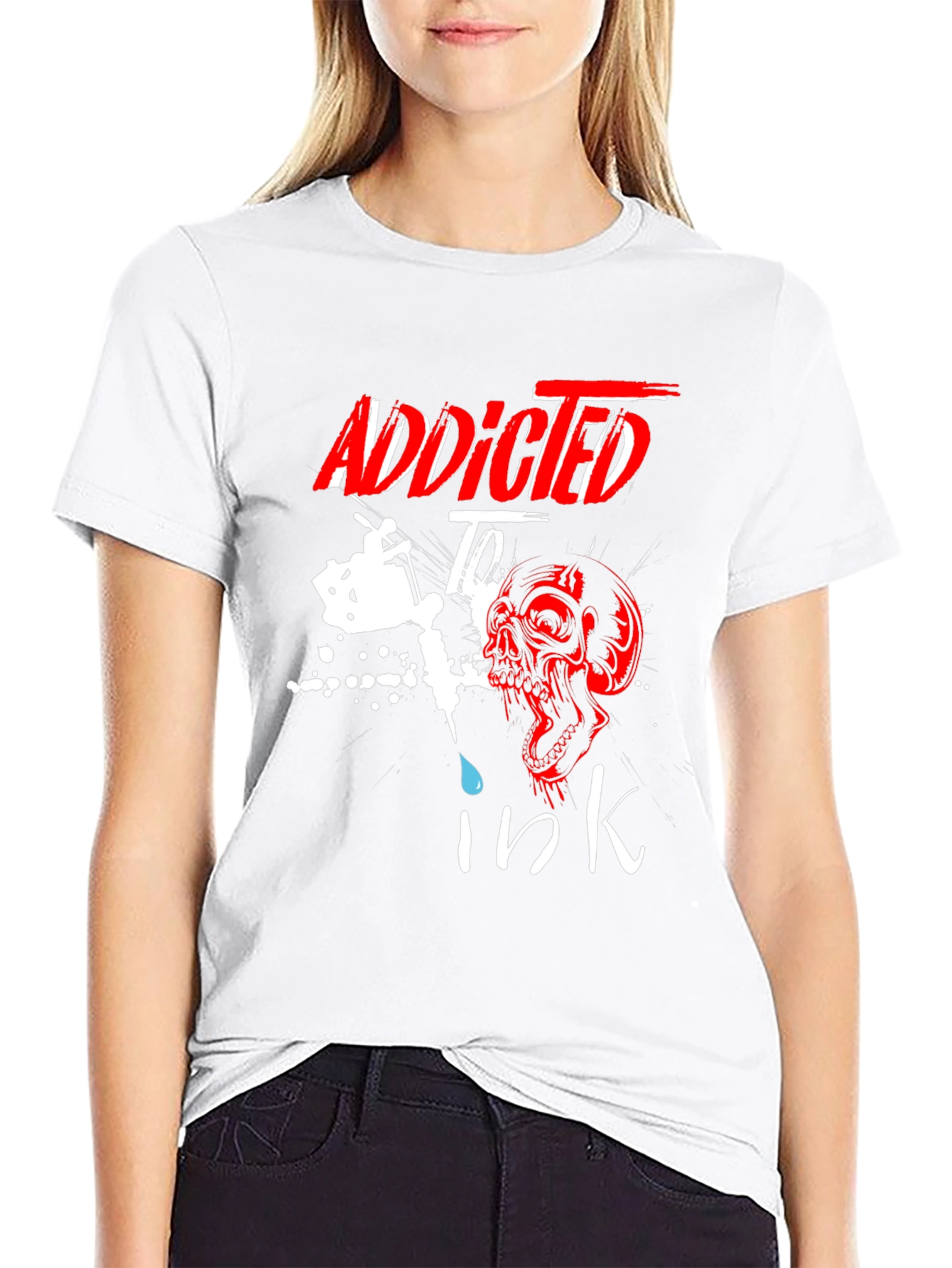 Addicted to Ink T-Shirt Skull Tattoo Design
