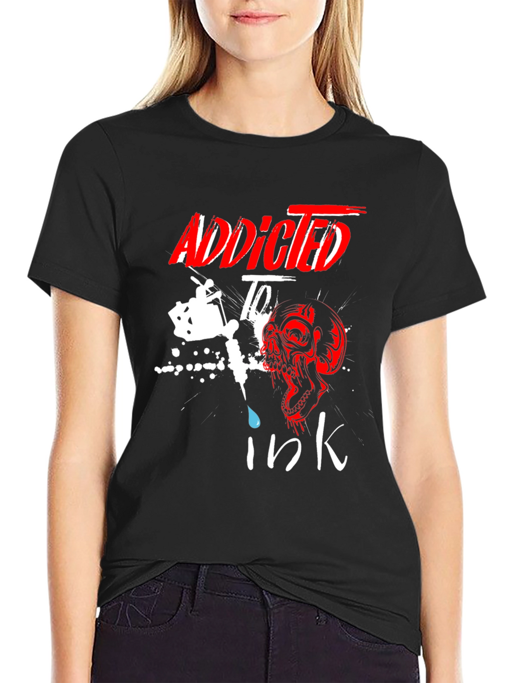 Addicted to Ink T-Shirt Skull Tattoo Design