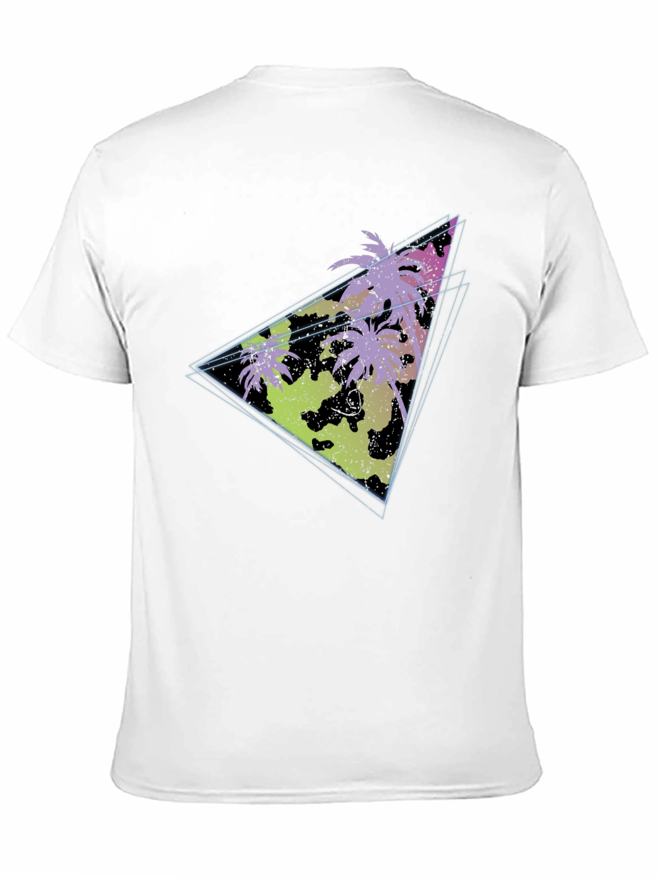 Retro Palm Tree Triangle Graphic Tee - Black