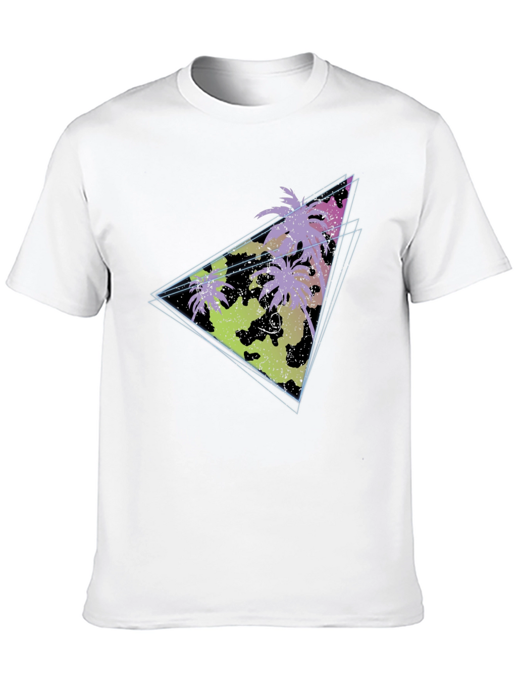 Retro Palm Tree Triangle Graphic Tee - Black