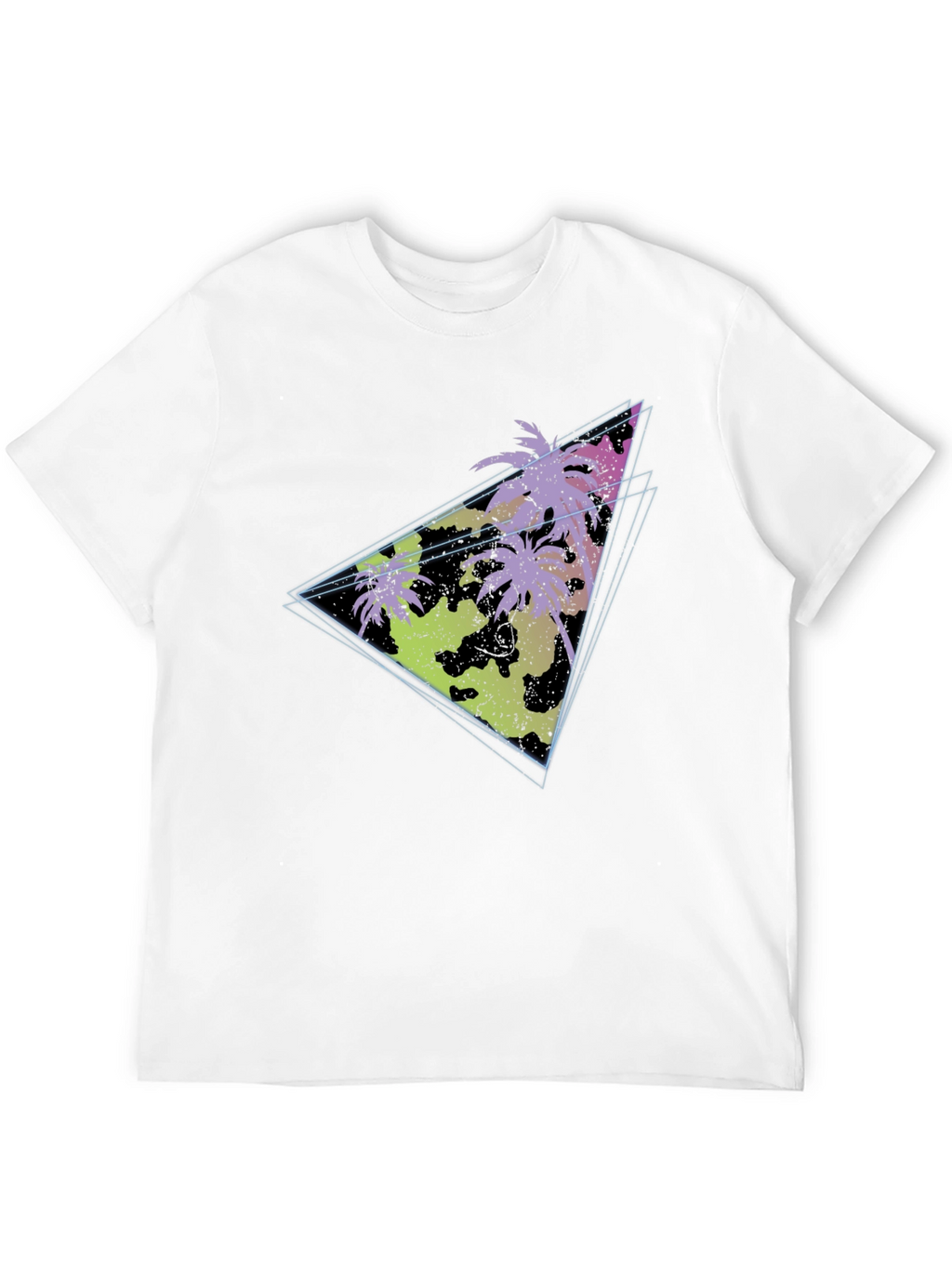 Retro Palm Tree Triangle Graphic Tee - Black