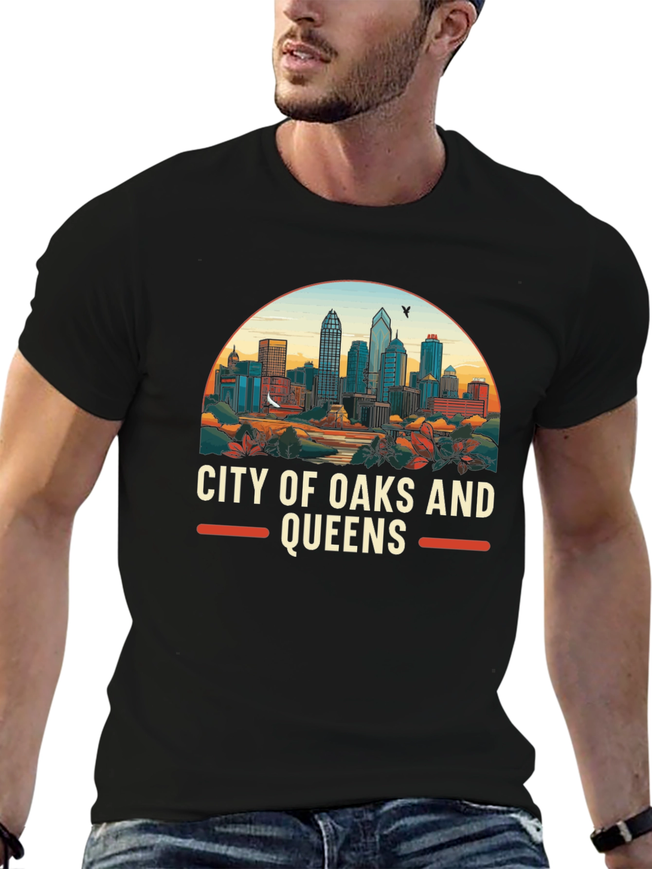 City of Oaks and Queens Graphic Tee - Black
