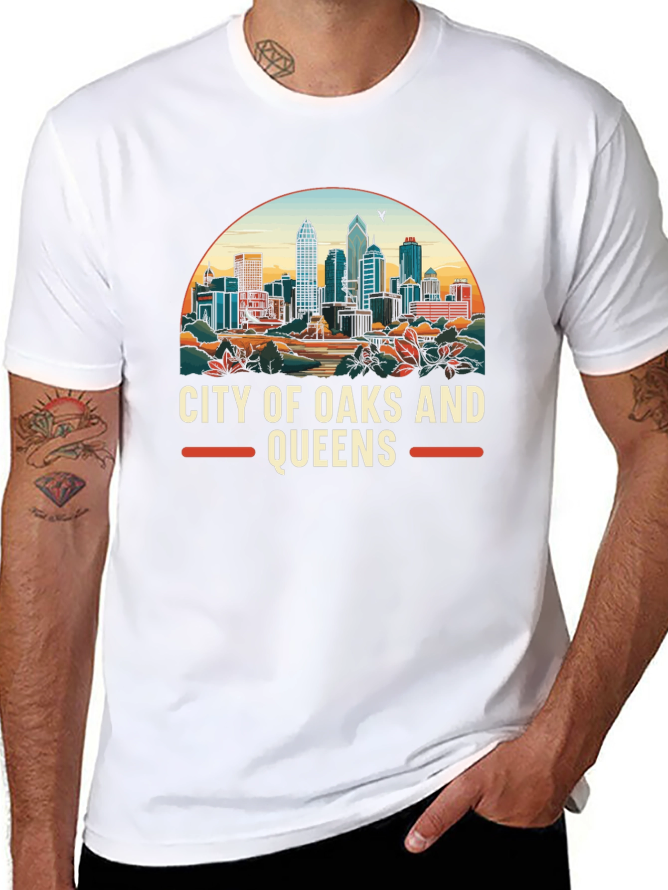 City of Oaks and Queens Graphic Tee - Black