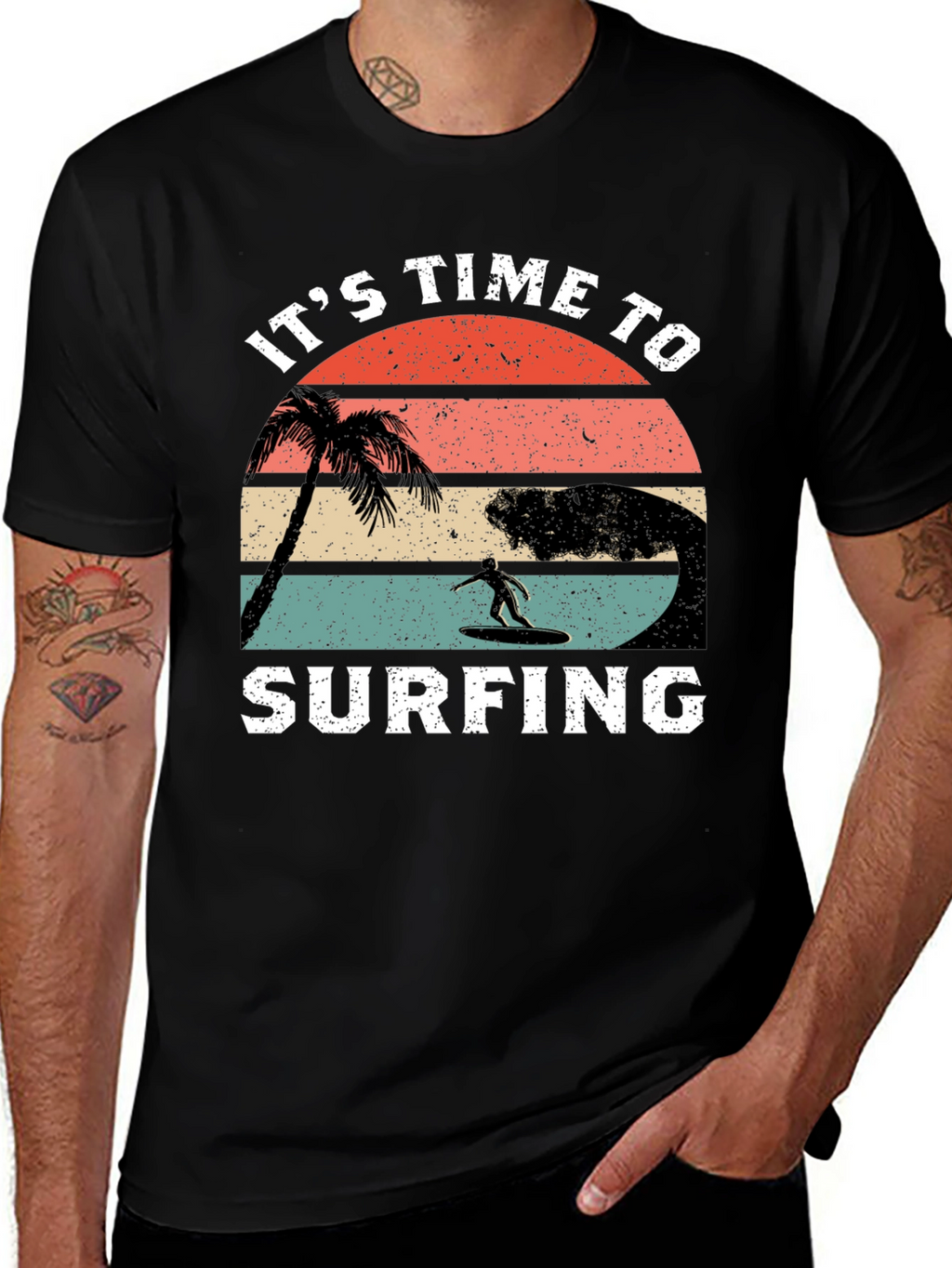 Its Time To Surfing T-Shirt - Black