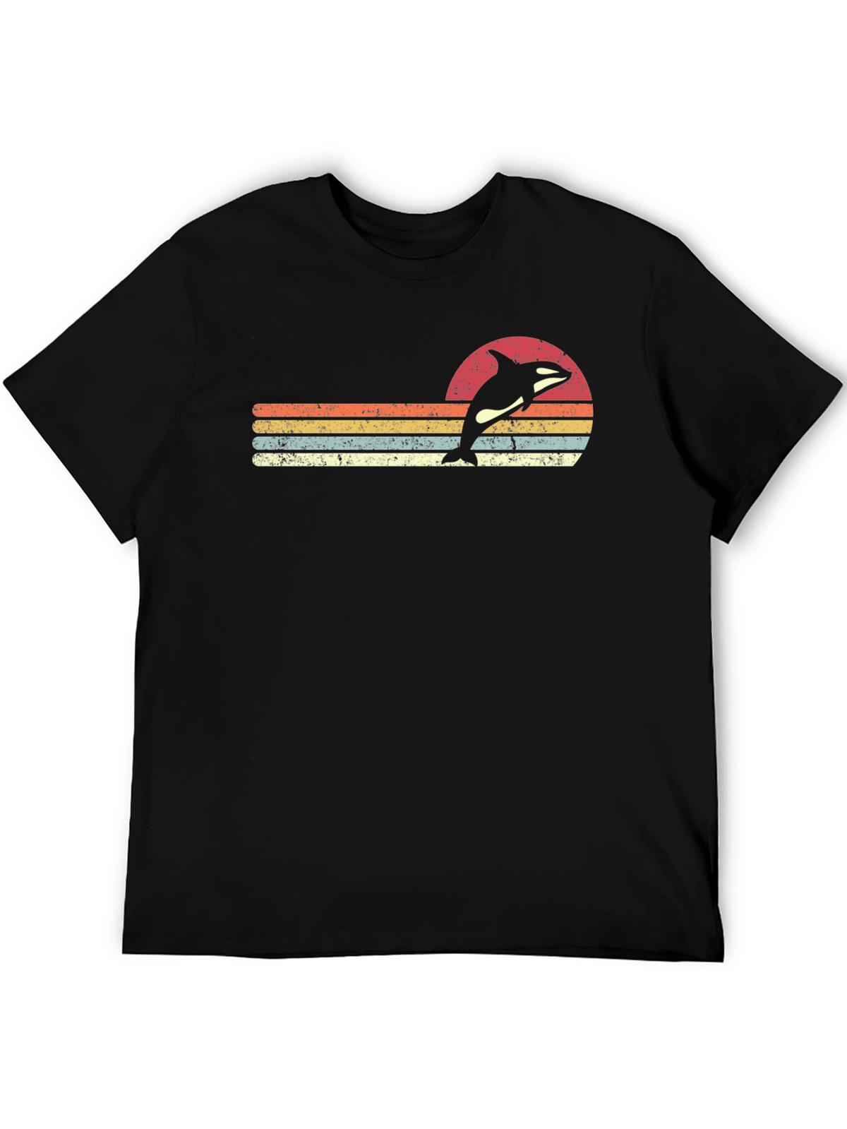 Vintage Orca Sunset T-Shirt - Retro Whale Tee