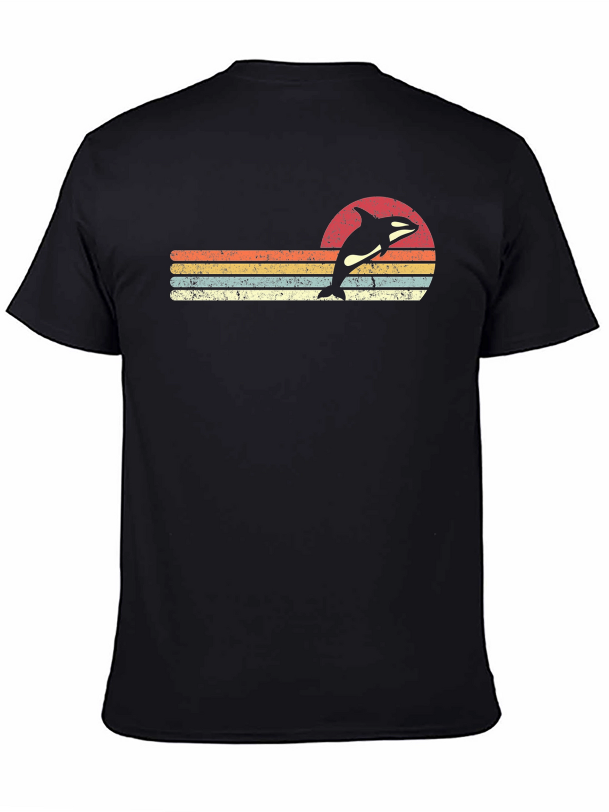 Vintage Orca Sunset T-Shirt - Retro Whale Tee