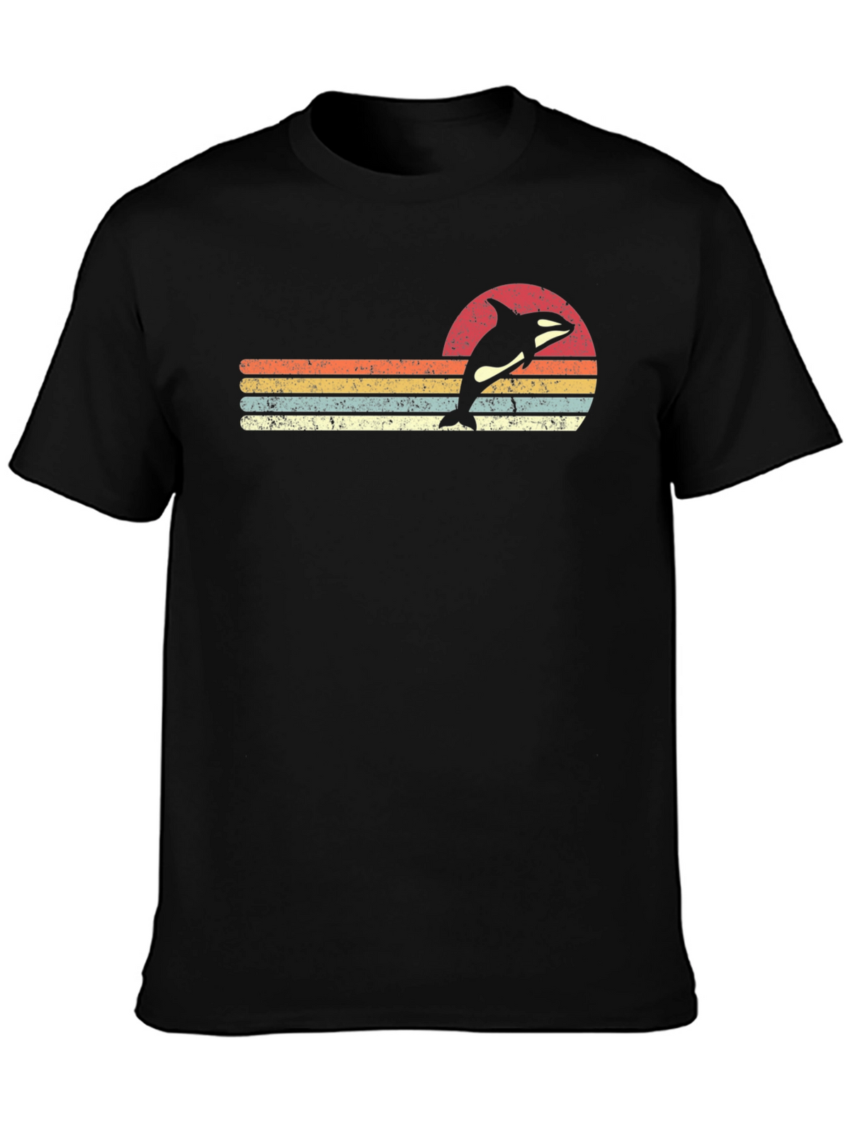 Vintage Orca Sunset T-Shirt - Retro Whale Tee