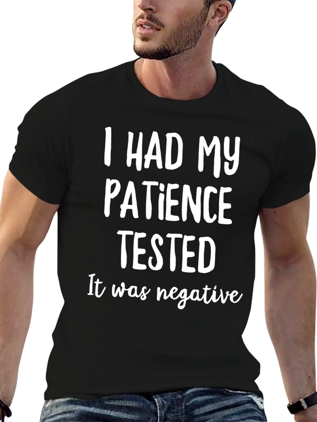 Funny Patience Tested T-Shirt - Black Cotton Tee
