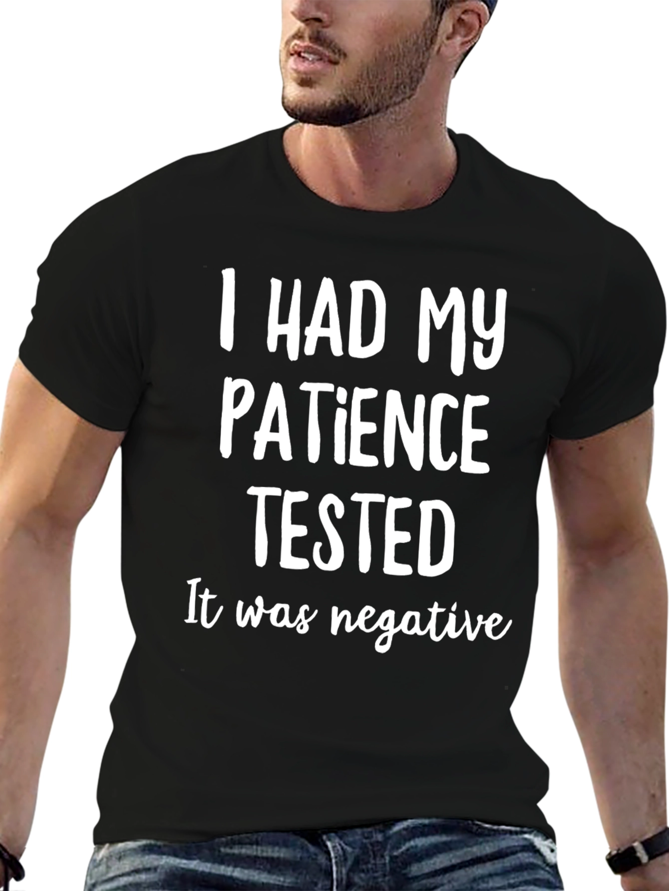 Funny Patience Tested T-Shirt - Black Cotton Tee