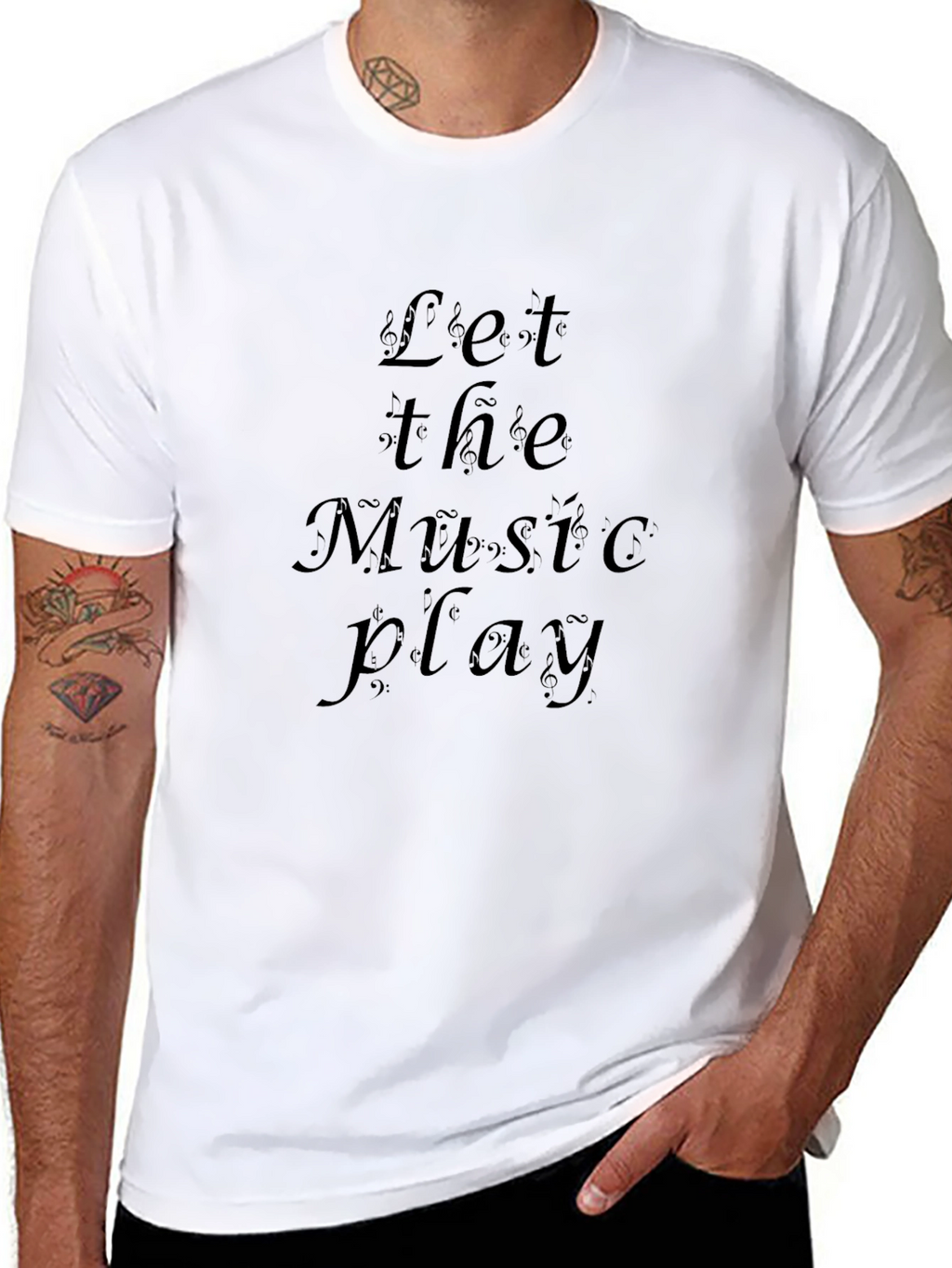 Let The Music Play Black Graphic Tee Shirt