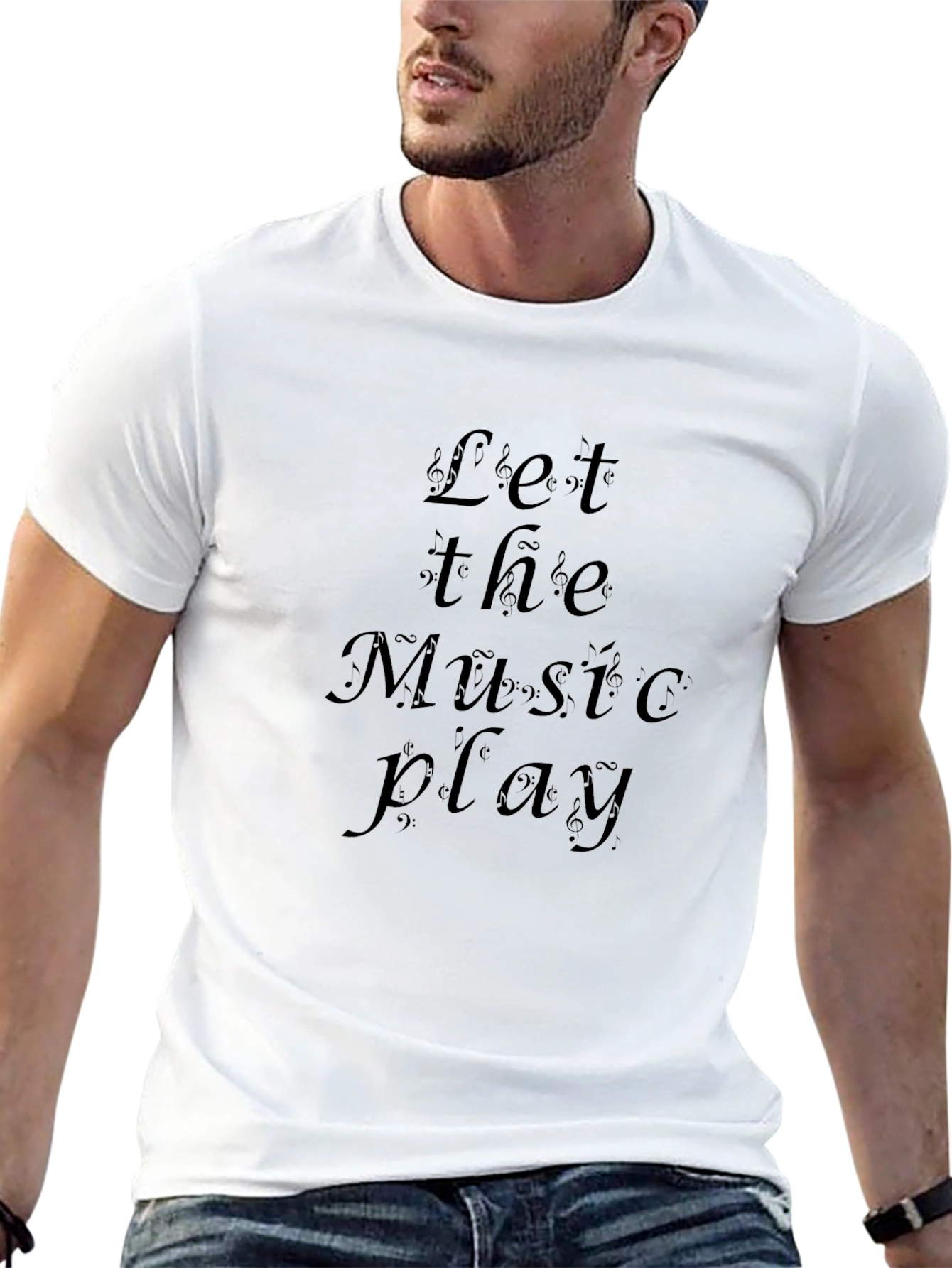 Let The Music Play Black Graphic Tee Shirt