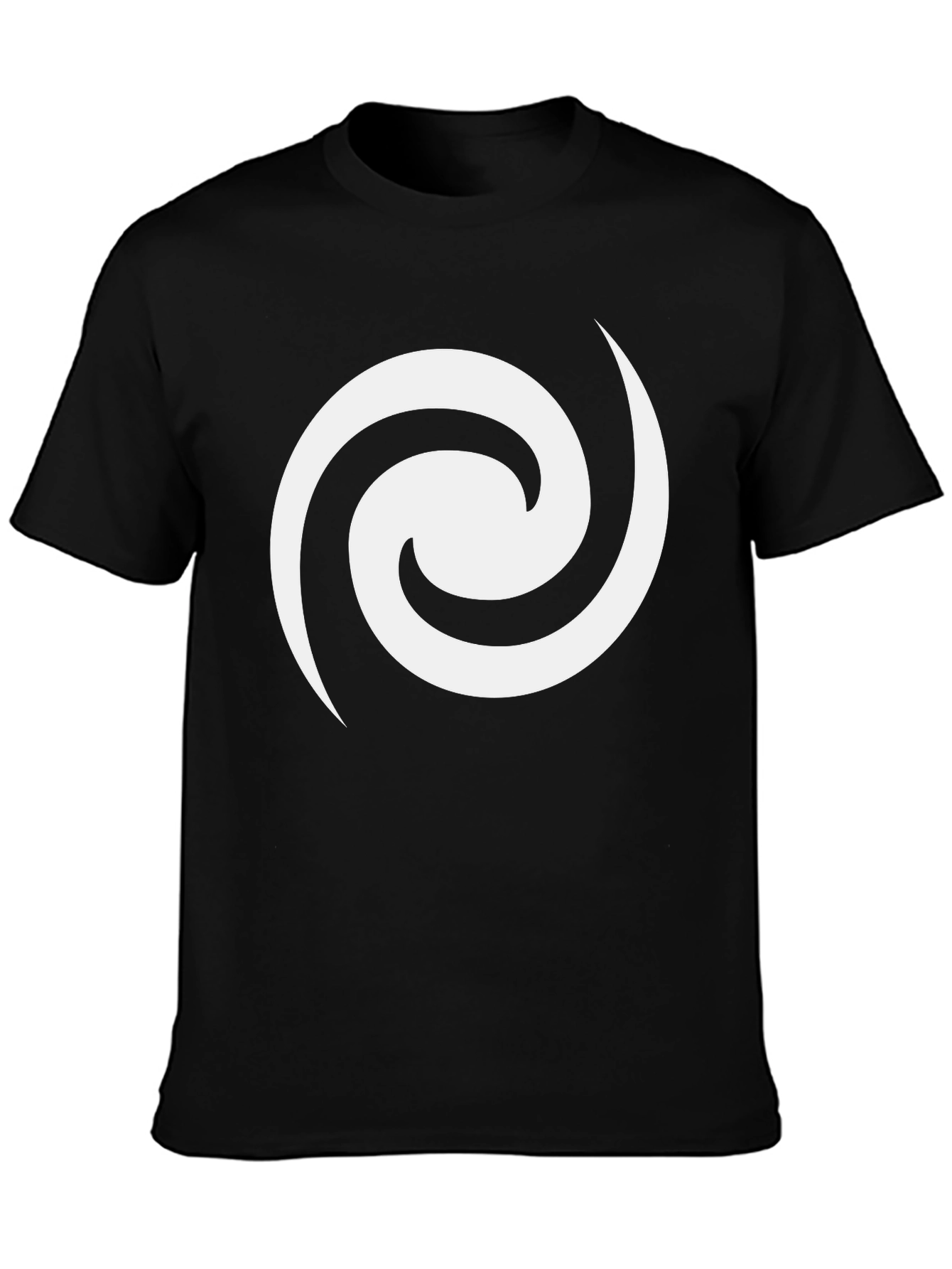 Black T-Shirt with White Swirl Graphic