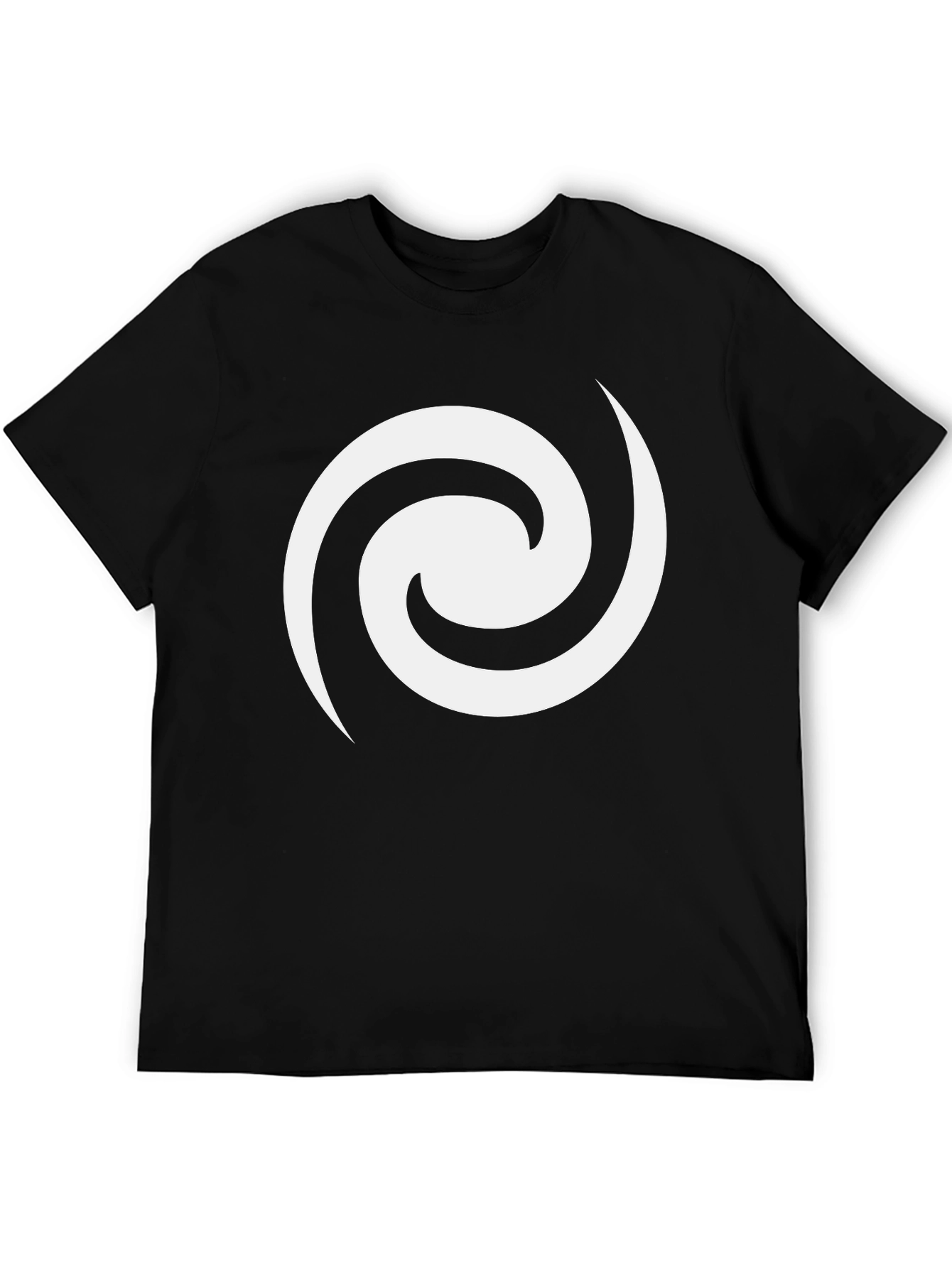 Black T-Shirt with White Swirl Graphic
