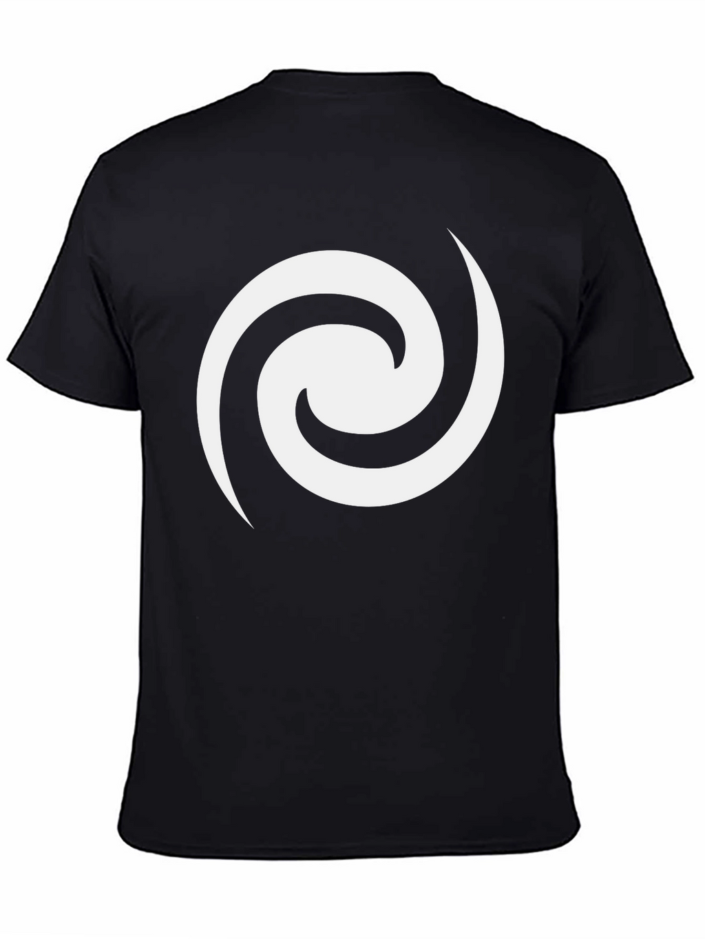 Black T-Shirt with White Swirl Graphic