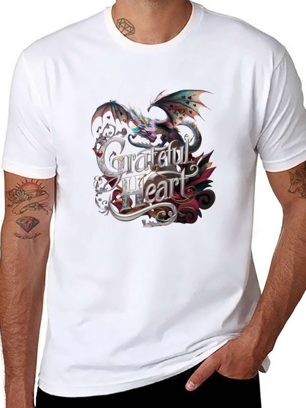 Grateful Heart Dragon Graphic Tee - Stylish Comfort