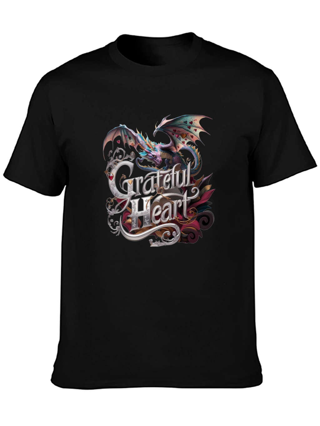 Grateful Heart Dragon Graphic Tee - Stylish Comfort