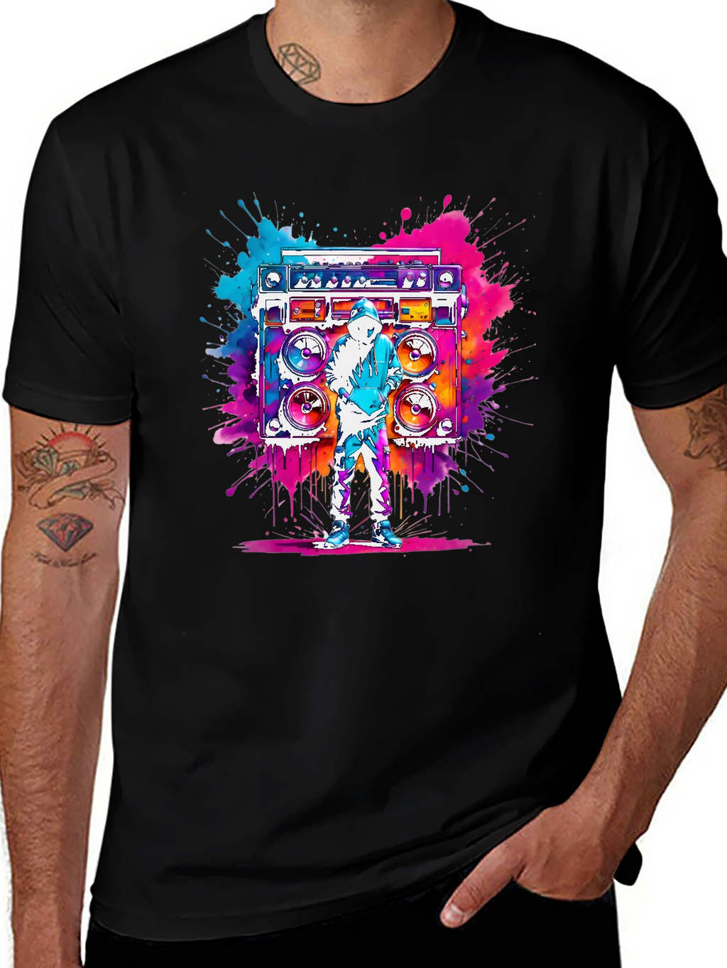 Boombox Graphic Tee - Retro Hip Hop Style