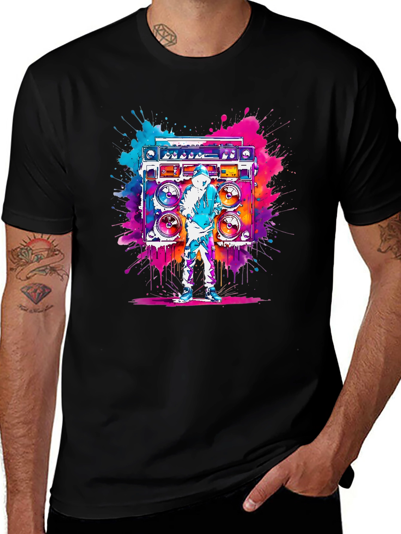 Boombox Graphic Tee - Retro Hip Hop Style