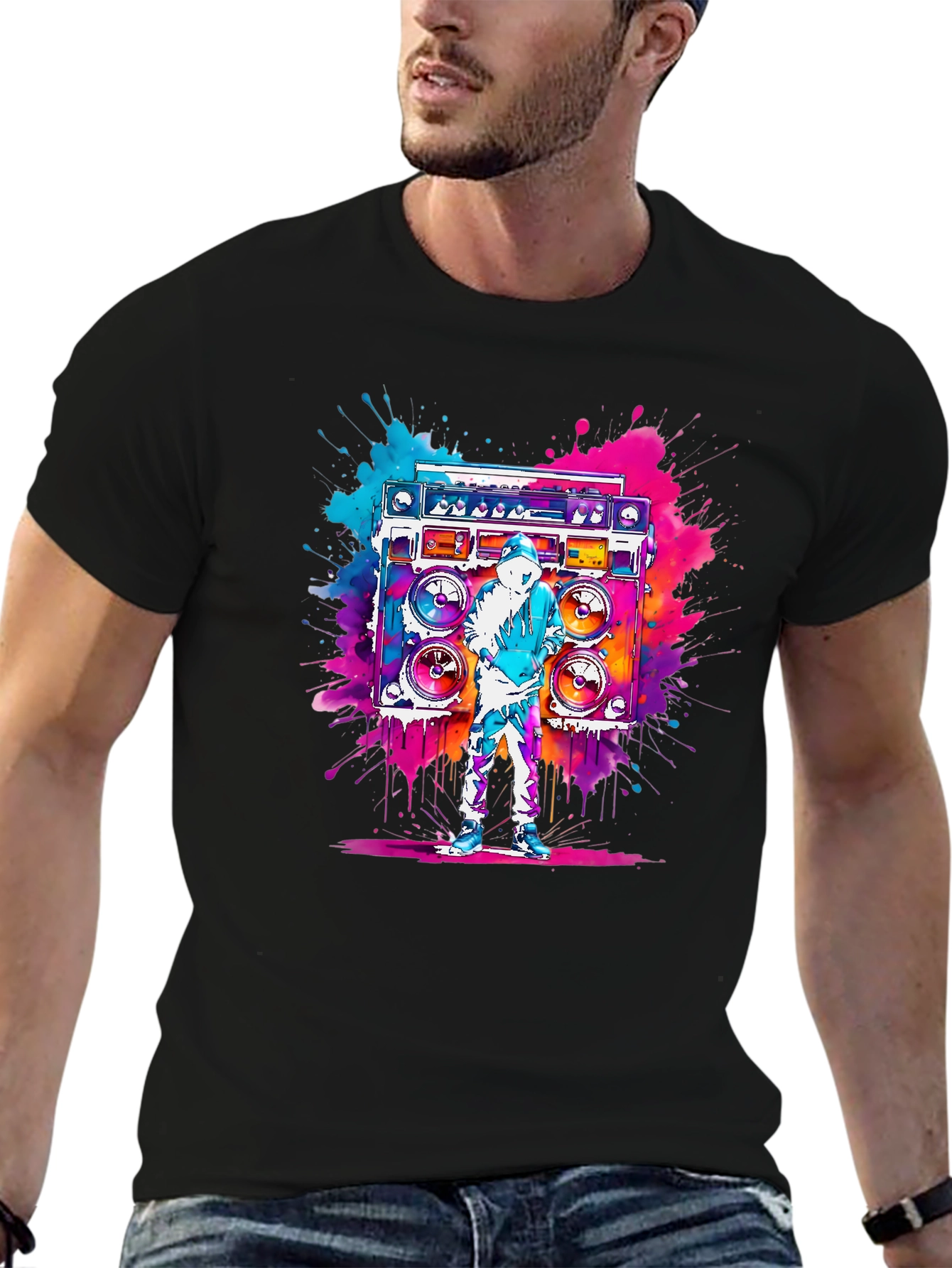 Boombox Graphic Tee - Retro Hip Hop Style