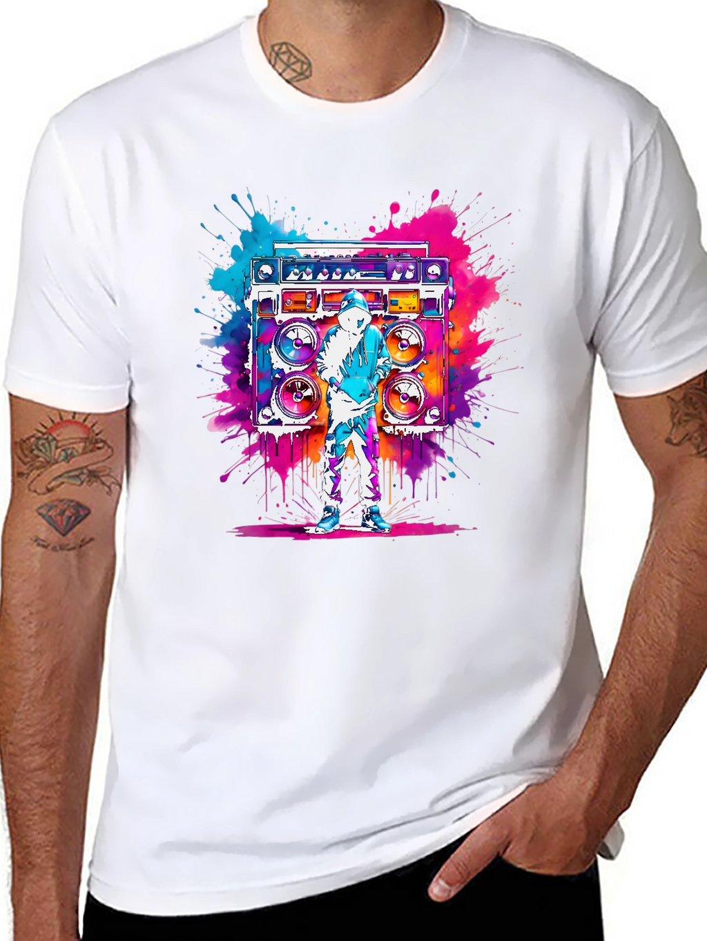 Boombox Graphic Tee - Retro Hip Hop Style