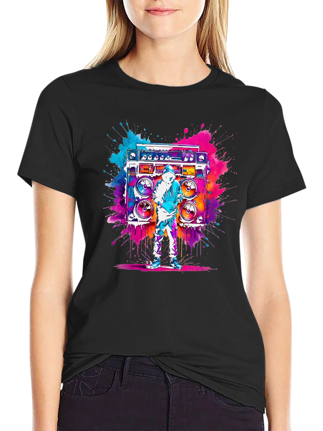 Boombox Graphic Tee - Retro Hip Hop Style