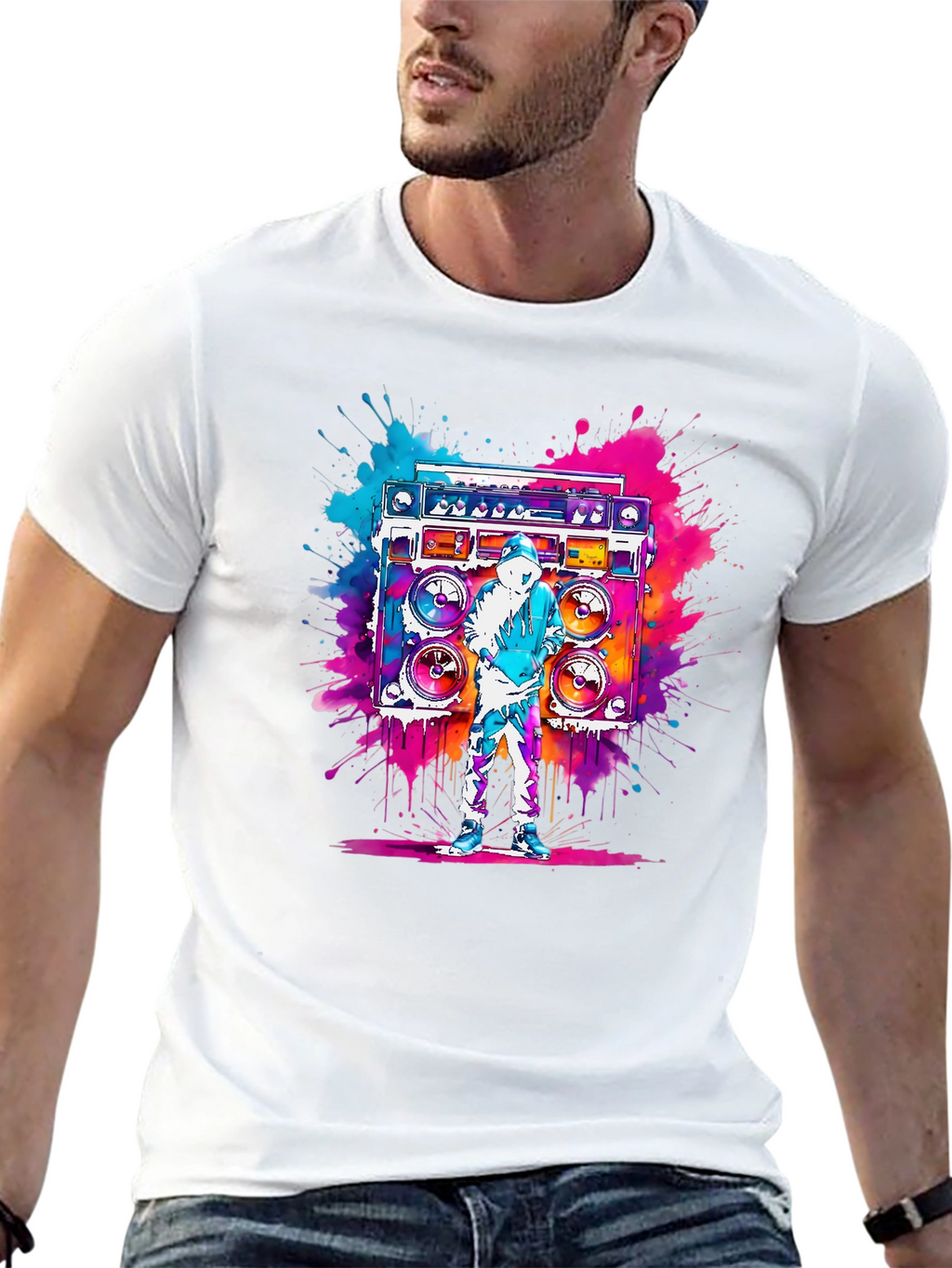 Boombox Graphic Tee - Retro Hip Hop Style