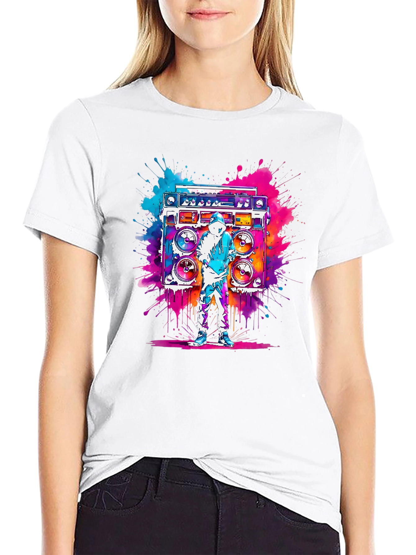 Boombox Graphic Tee - Retro Hip Hop Style