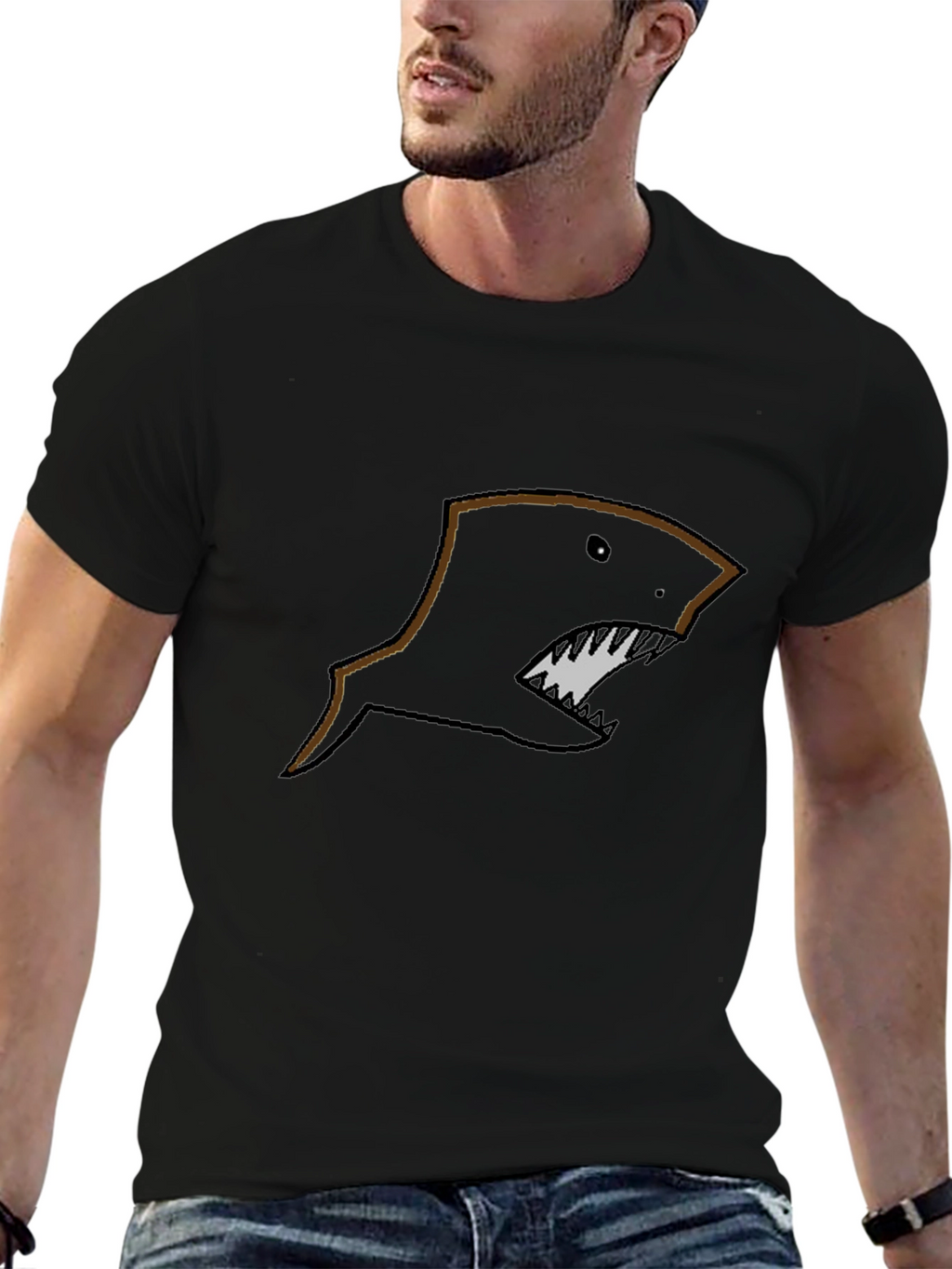 Mens Black Shark Graphic T-Shirt