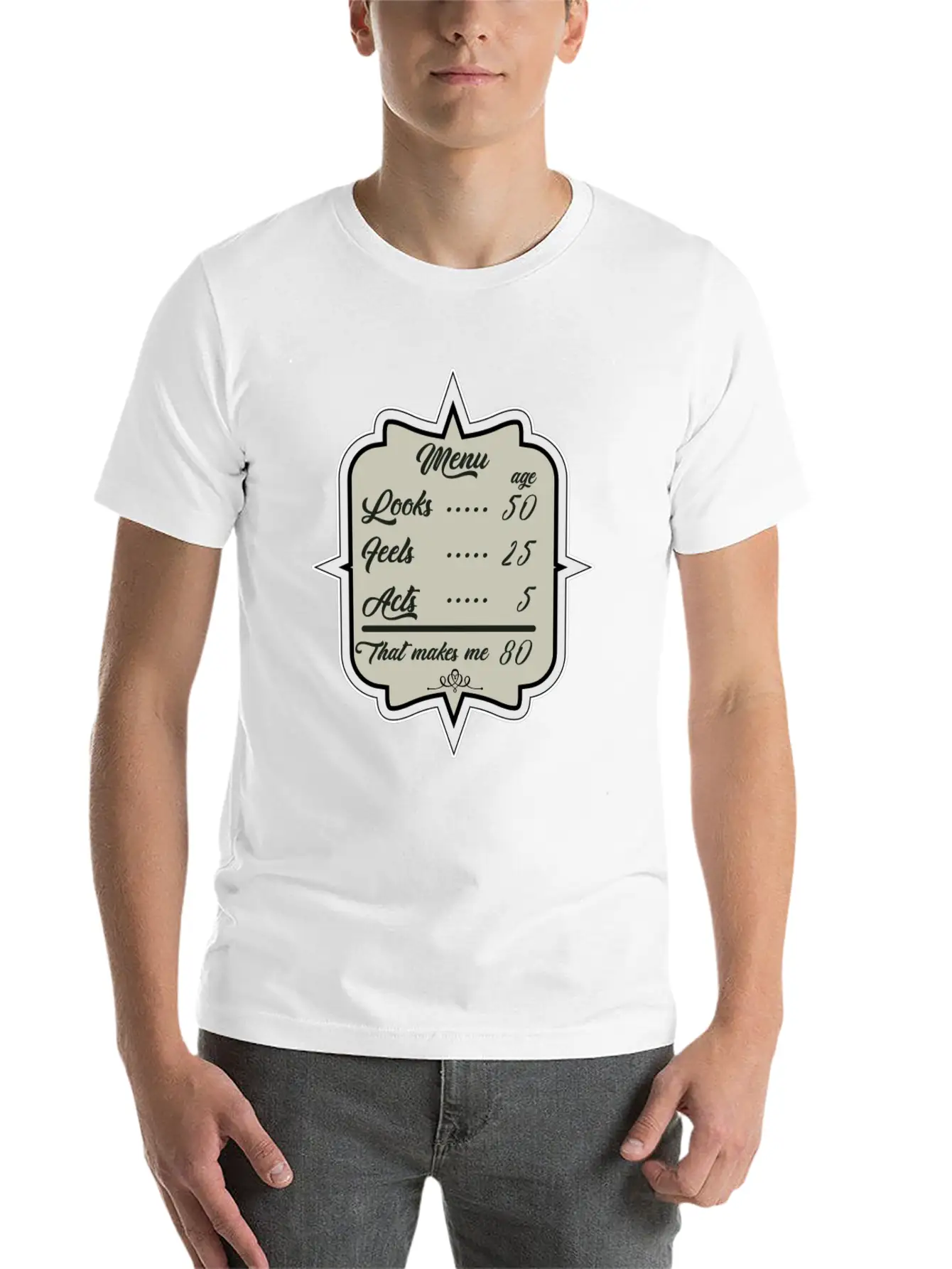 80. Birthday Look Like 50 Basic Graphic T-Shirt – Daily Comfort In Soft Cotton