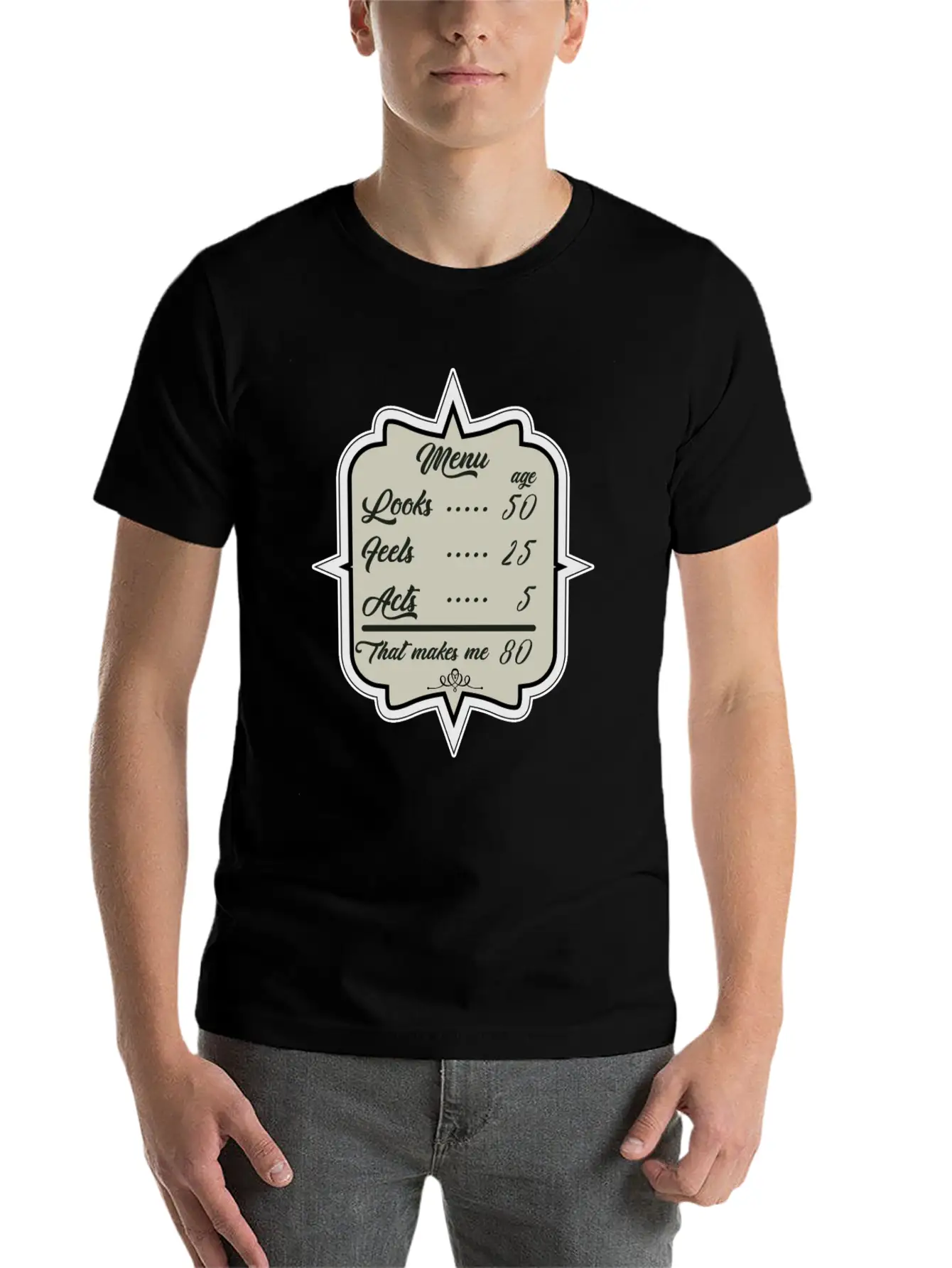 80. Birthday Look Like 50 Basic Graphic T-Shirt – Daily Comfort In Soft Cotton