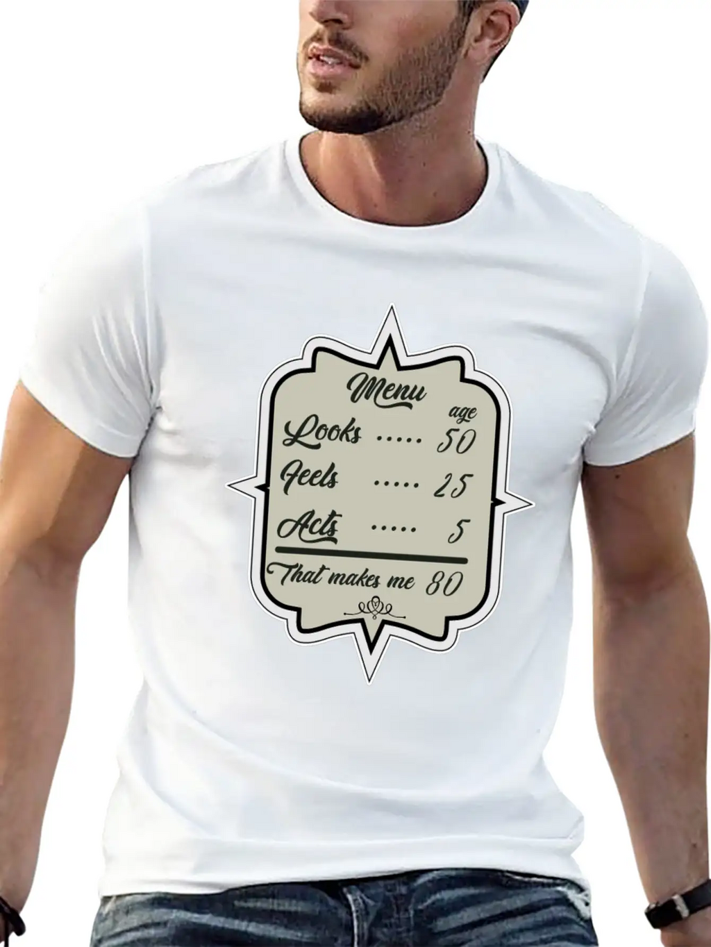 80. Birthday Look Like 50 Basic Graphic T-Shirt – Daily Comfort In Soft Cotton