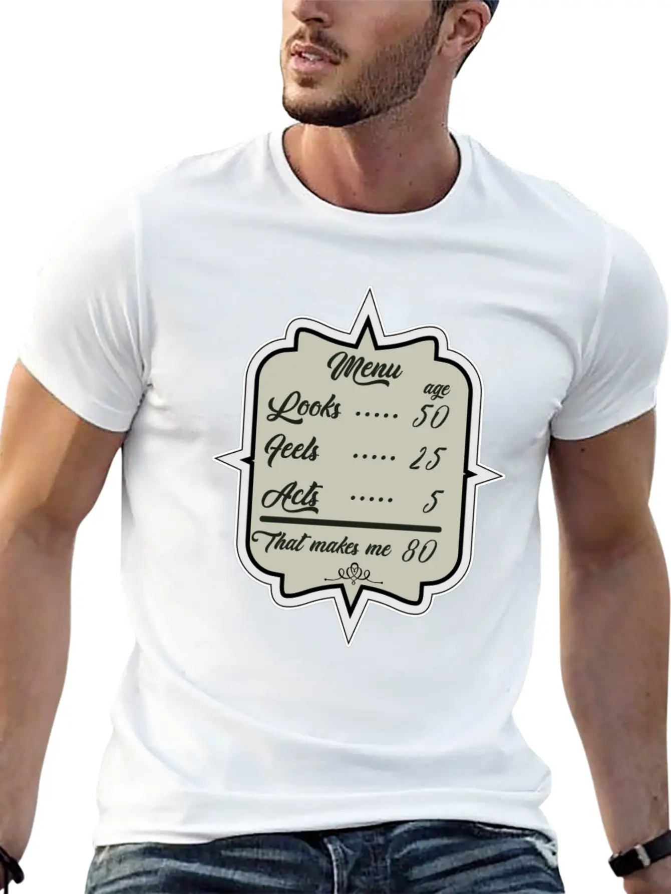 80. Birthday Look Like 50 Basic Graphic T-Shirt – Daily Comfort In Soft Cotton