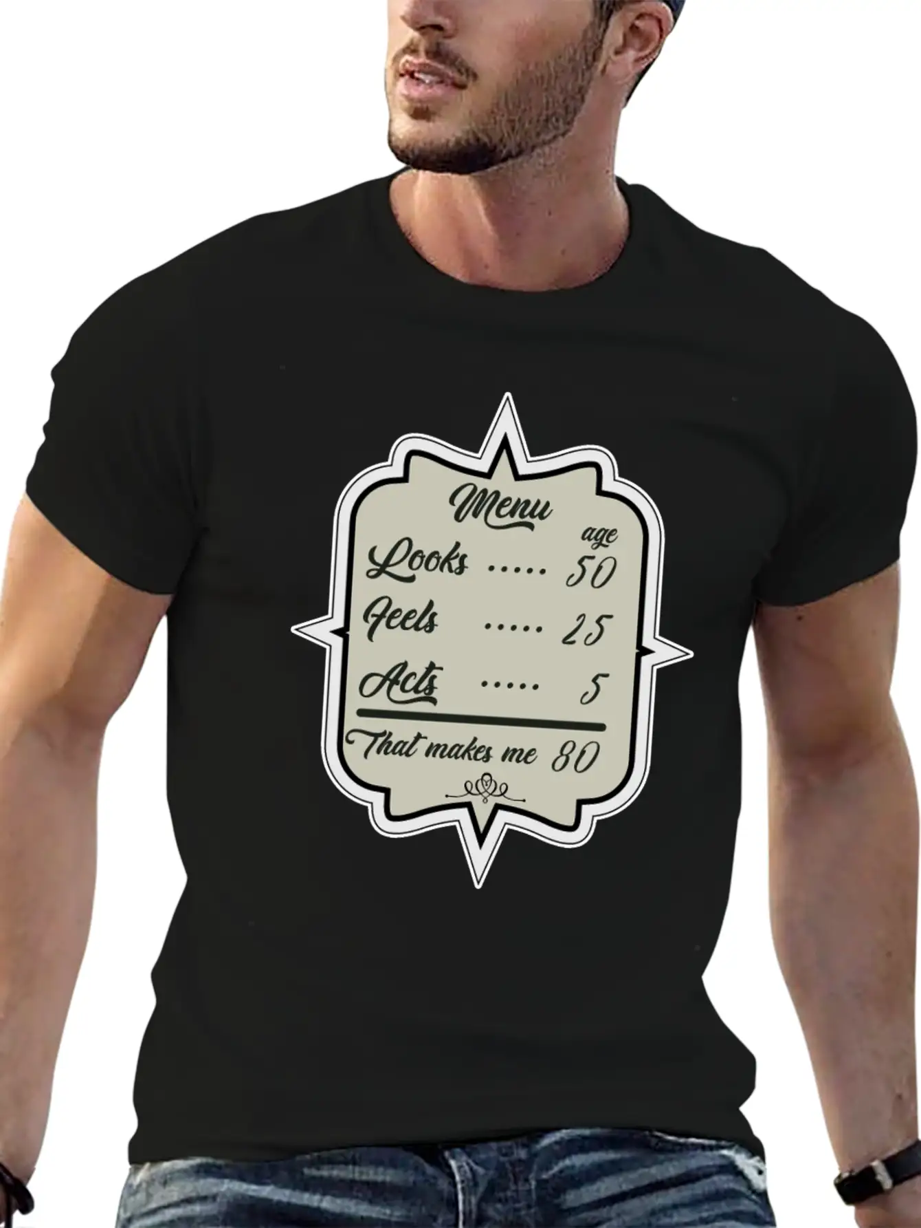 80. Birthday Look Like 50 Basic Graphic T-Shirt – Daily Comfort In Soft Cotton