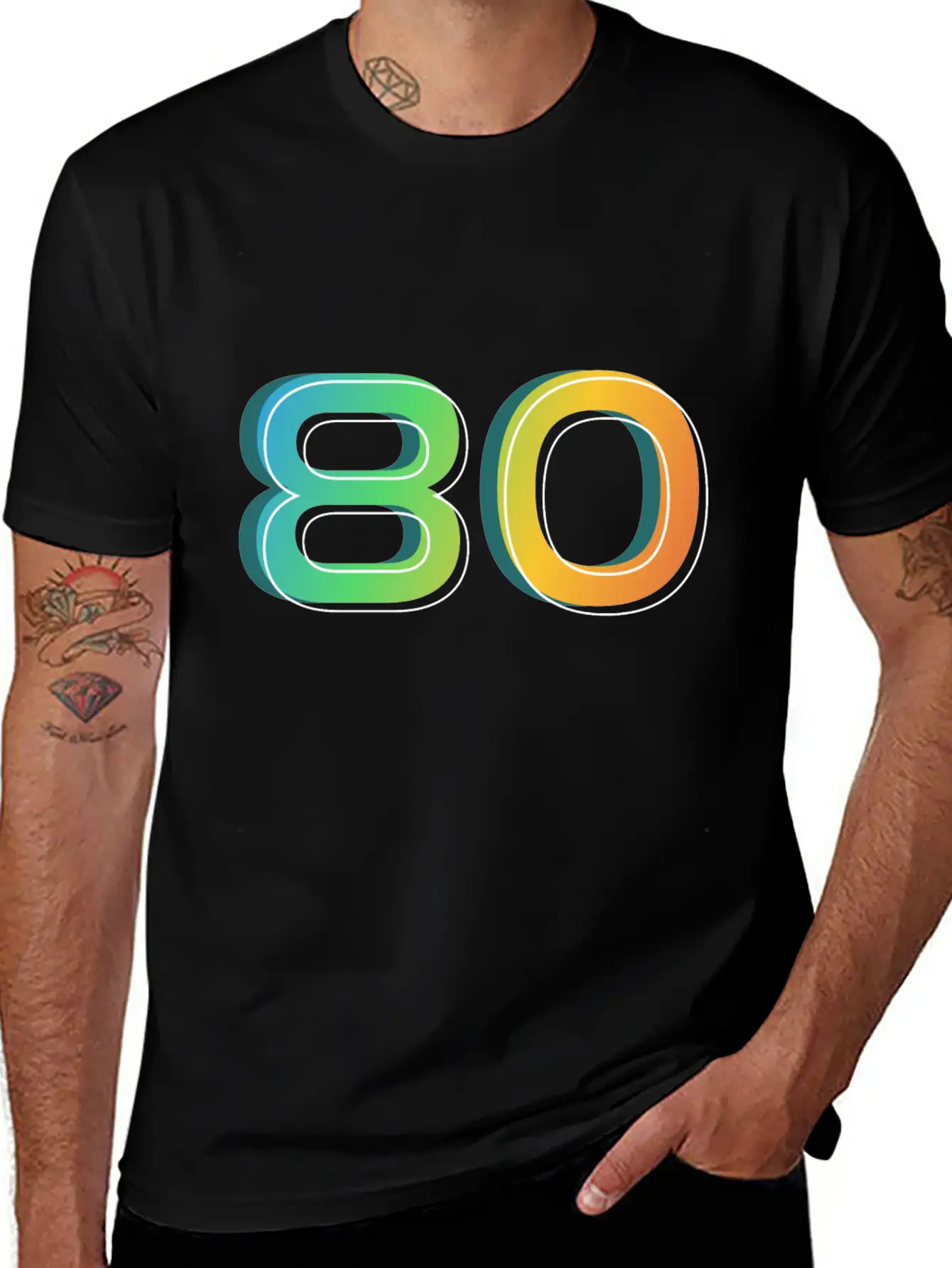80 Number Unisex Casual T-Shirt – Clean Design For Daily Comfort