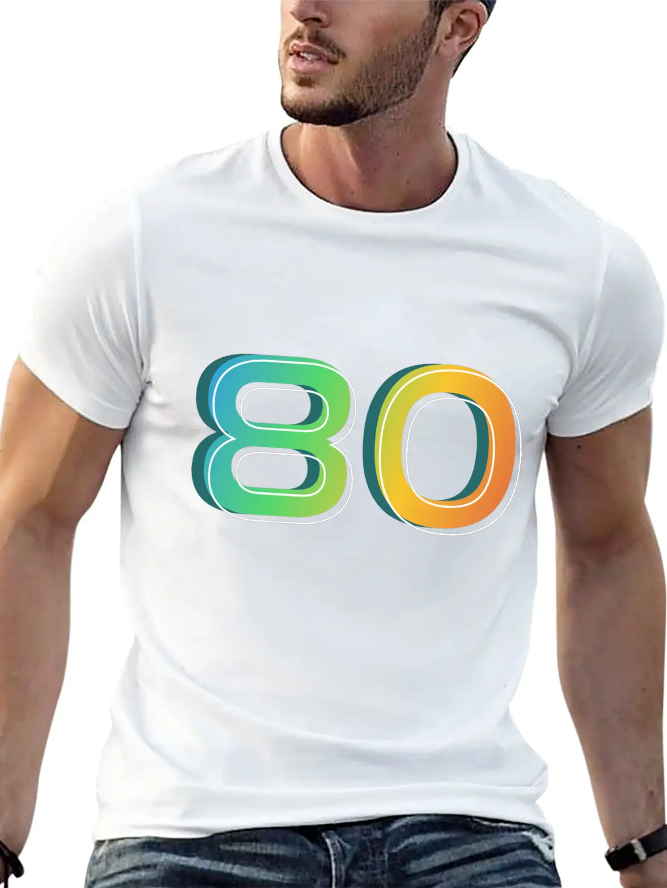 80 Number Unisex Casual T-Shirt – Clean Design For Daily Comfort