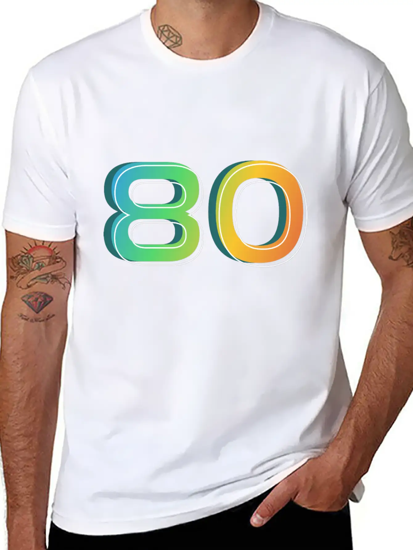 80 Number Unisex Casual T-Shirt – Clean Design For Daily Comfort