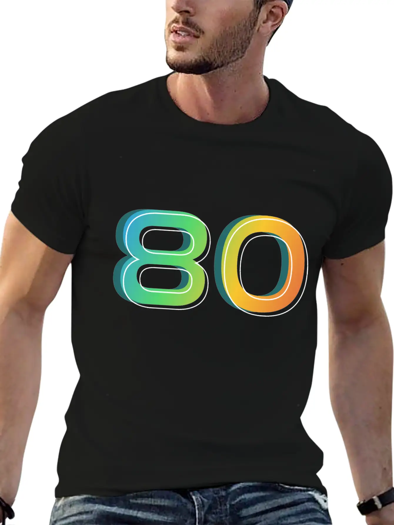 80 Number Unisex Casual T-Shirt – Clean Design For Daily Comfort