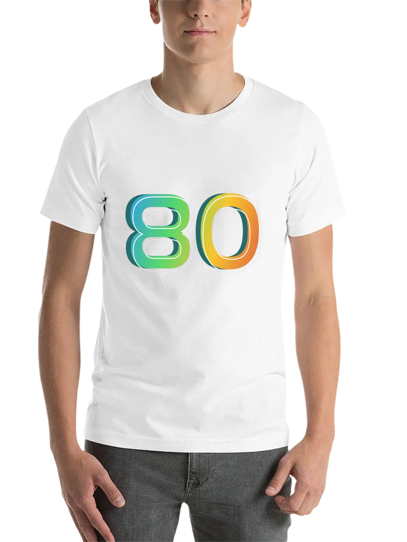 80 Number Unisex Casual T-Shirt – Clean Design For Daily Comfort