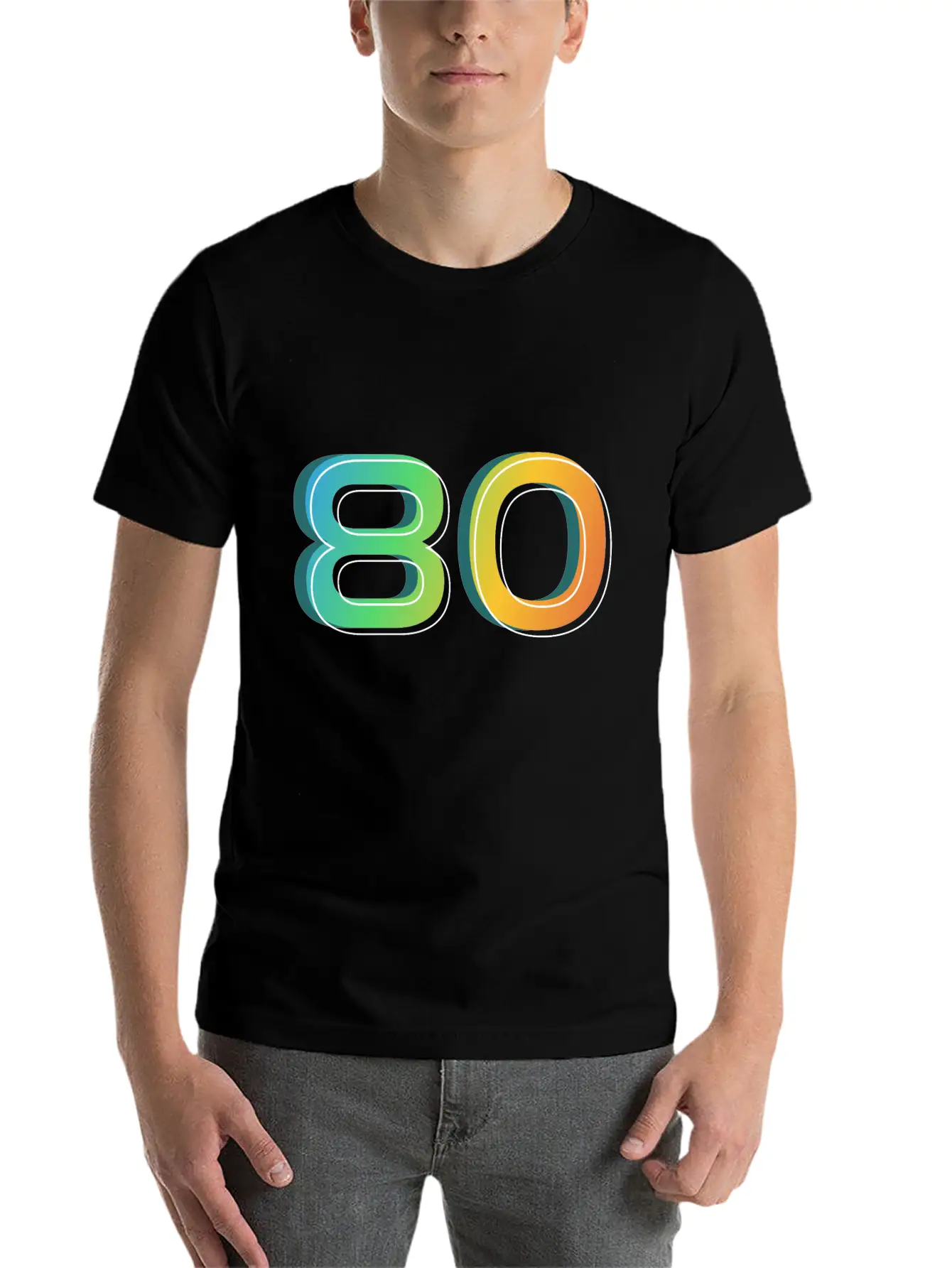80 Number Unisex Casual T-Shirt – Clean Design For Daily Comfort