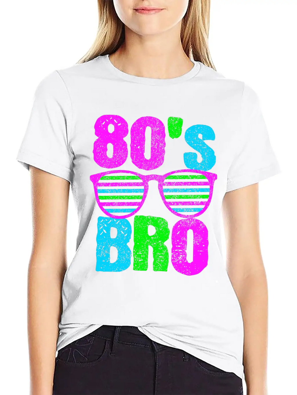 80s Bro - Retro Sunglasses Neon Disco Stylish Everyday T-Shirt – Unisex Basic Cotton Tee