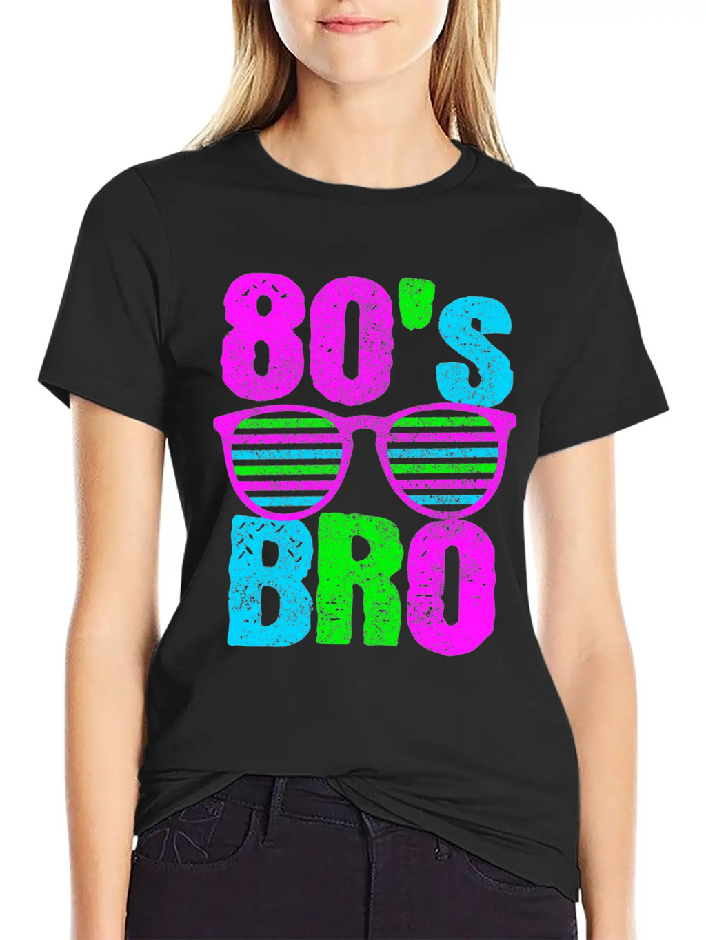 80s Bro - Retro Sunglasses Neon Disco Stylish Everyday T-Shirt – Unisex Basic Cotton Tee